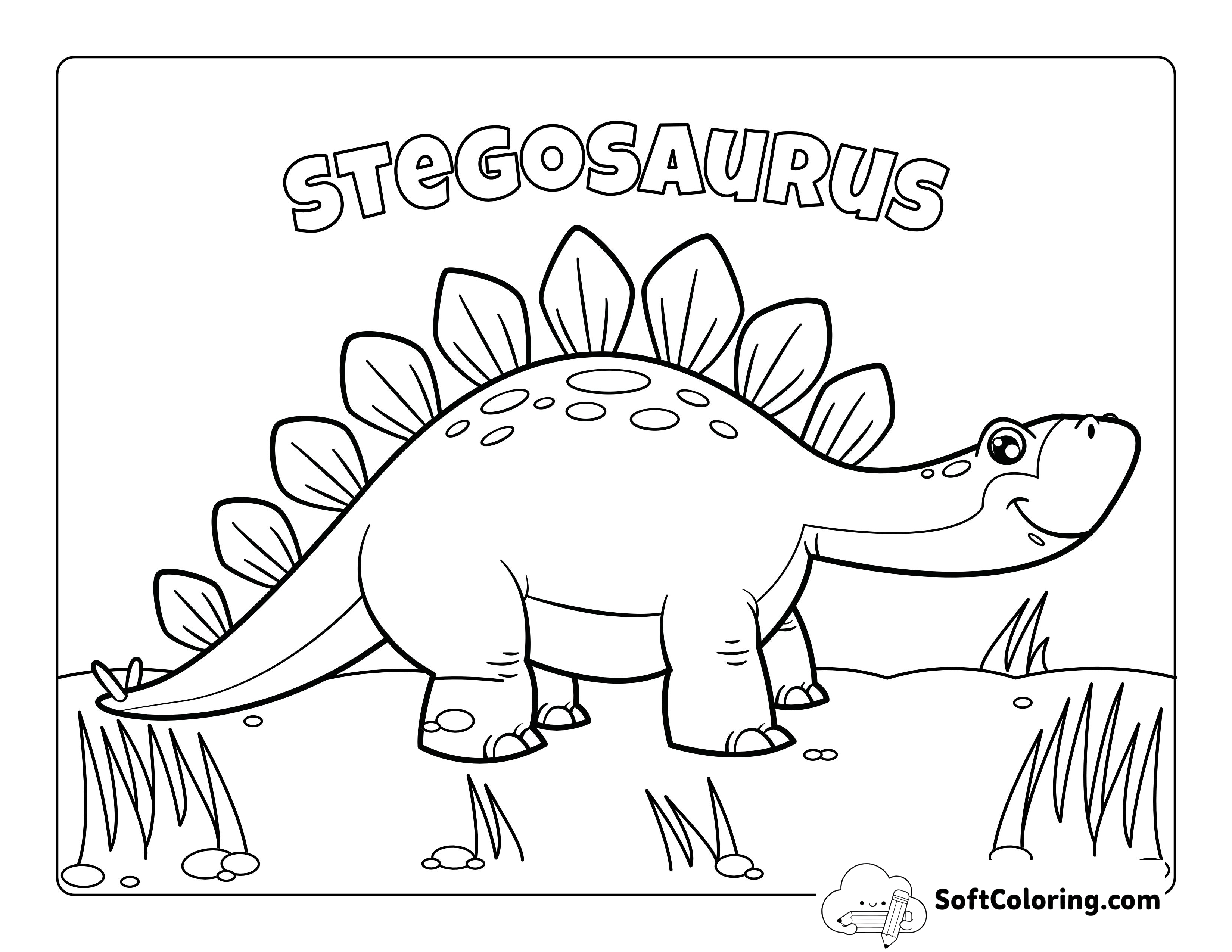 Friendly Stegosaurus Coloring Page
