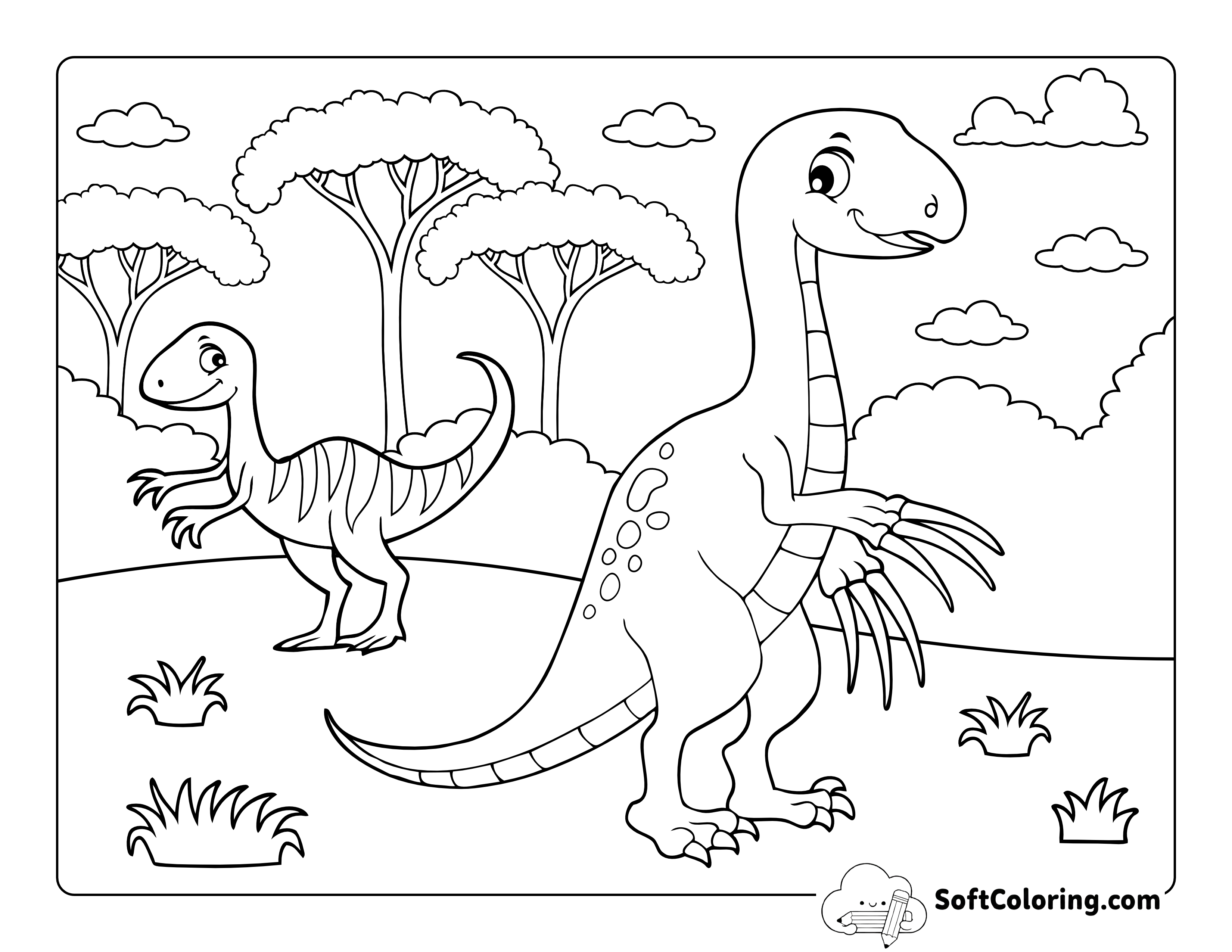Long-clawed Therizinosaur Dinosaur Coloring Page