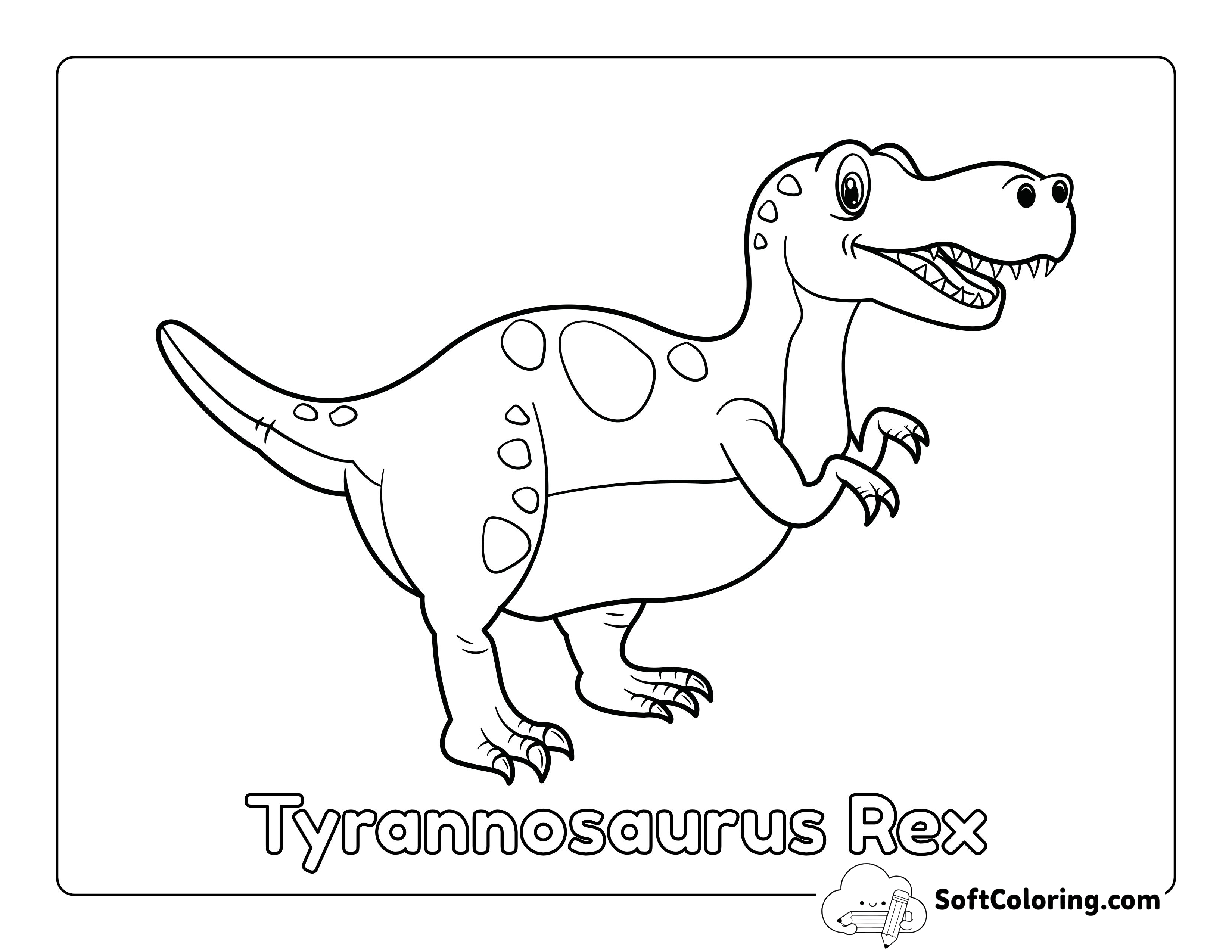 Cartoon T-rex Dinosaur Coloring Page