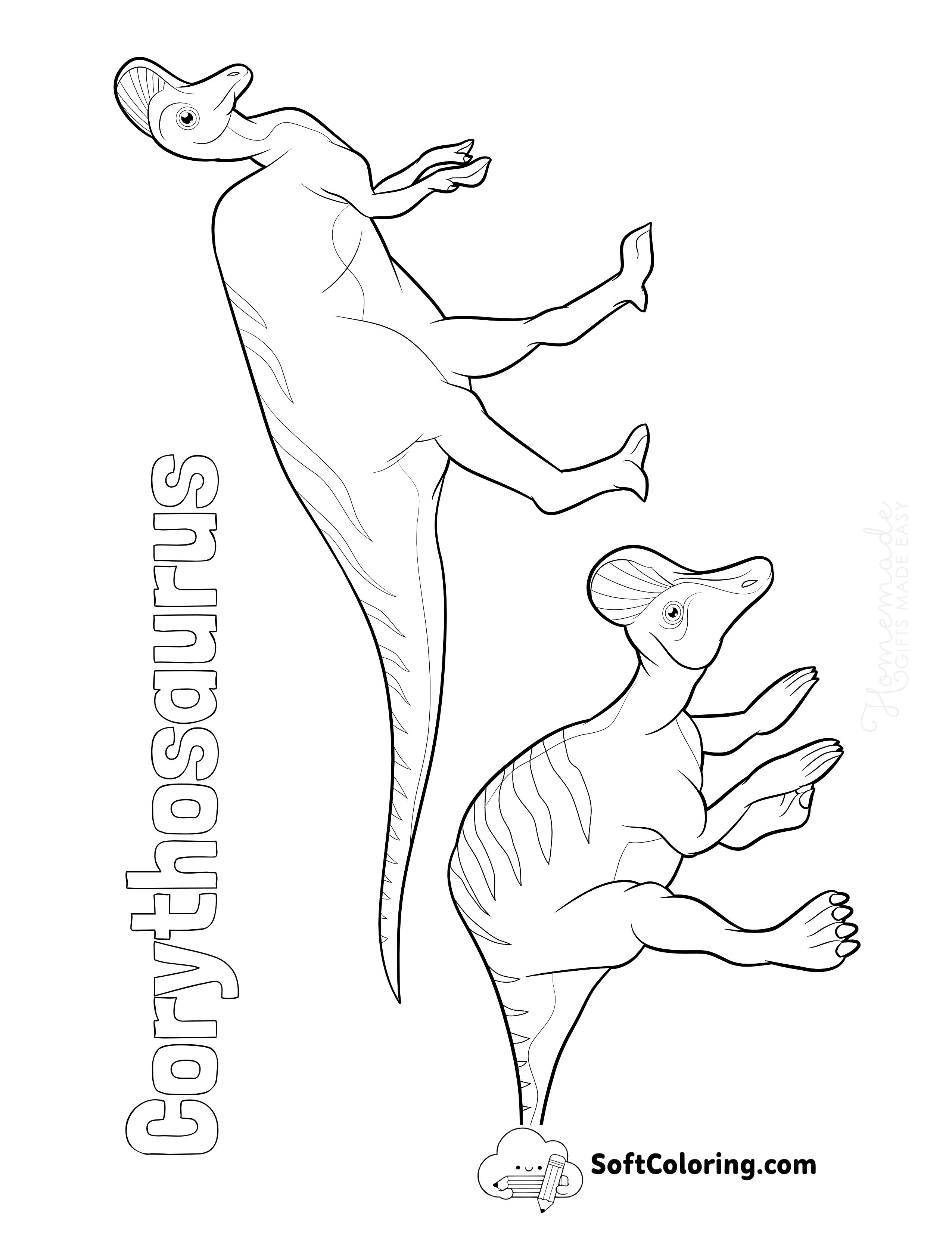 Corythosaurus Dinosaurs Coloring Page with Name