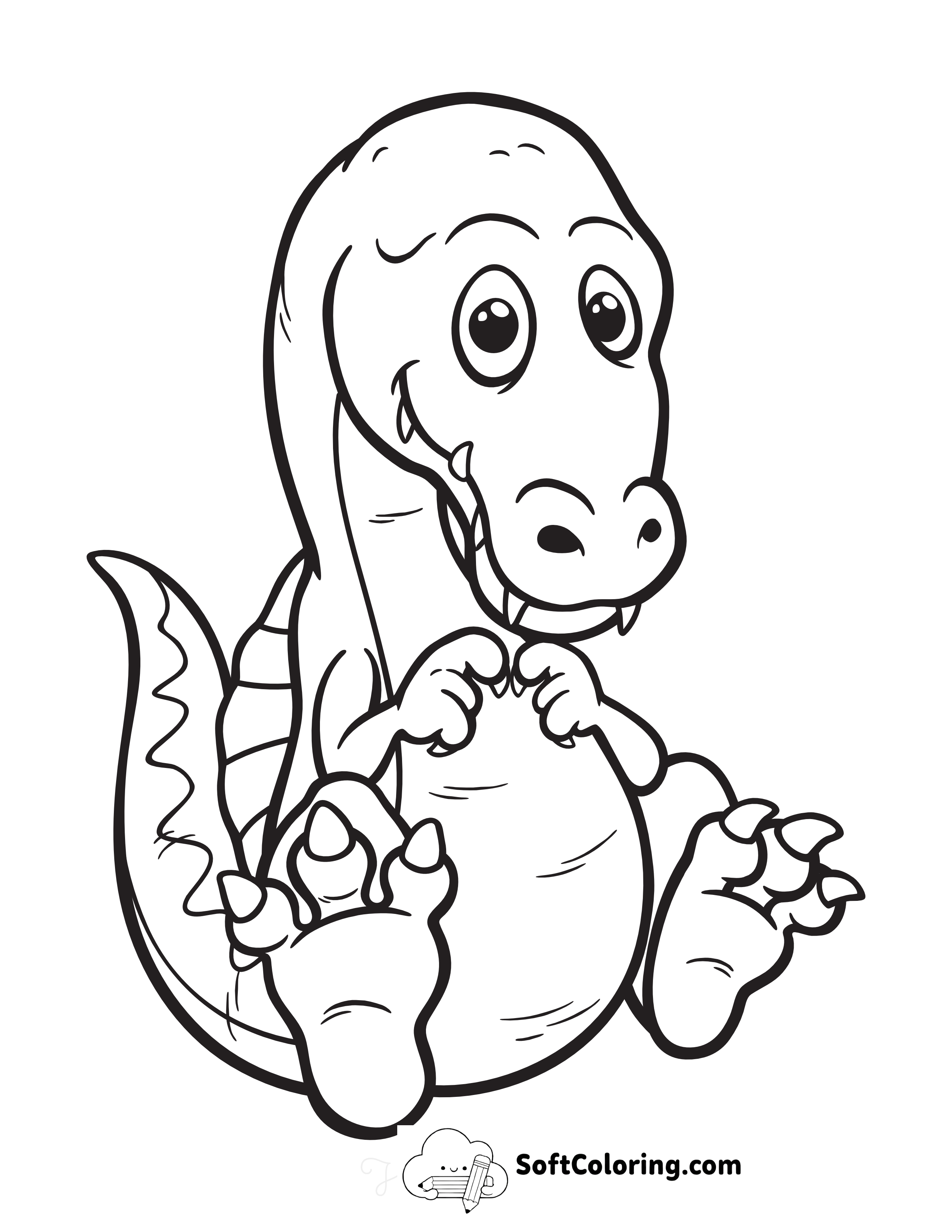 Cute Baby Spinosaurus Dinosaur Coloring Sheet