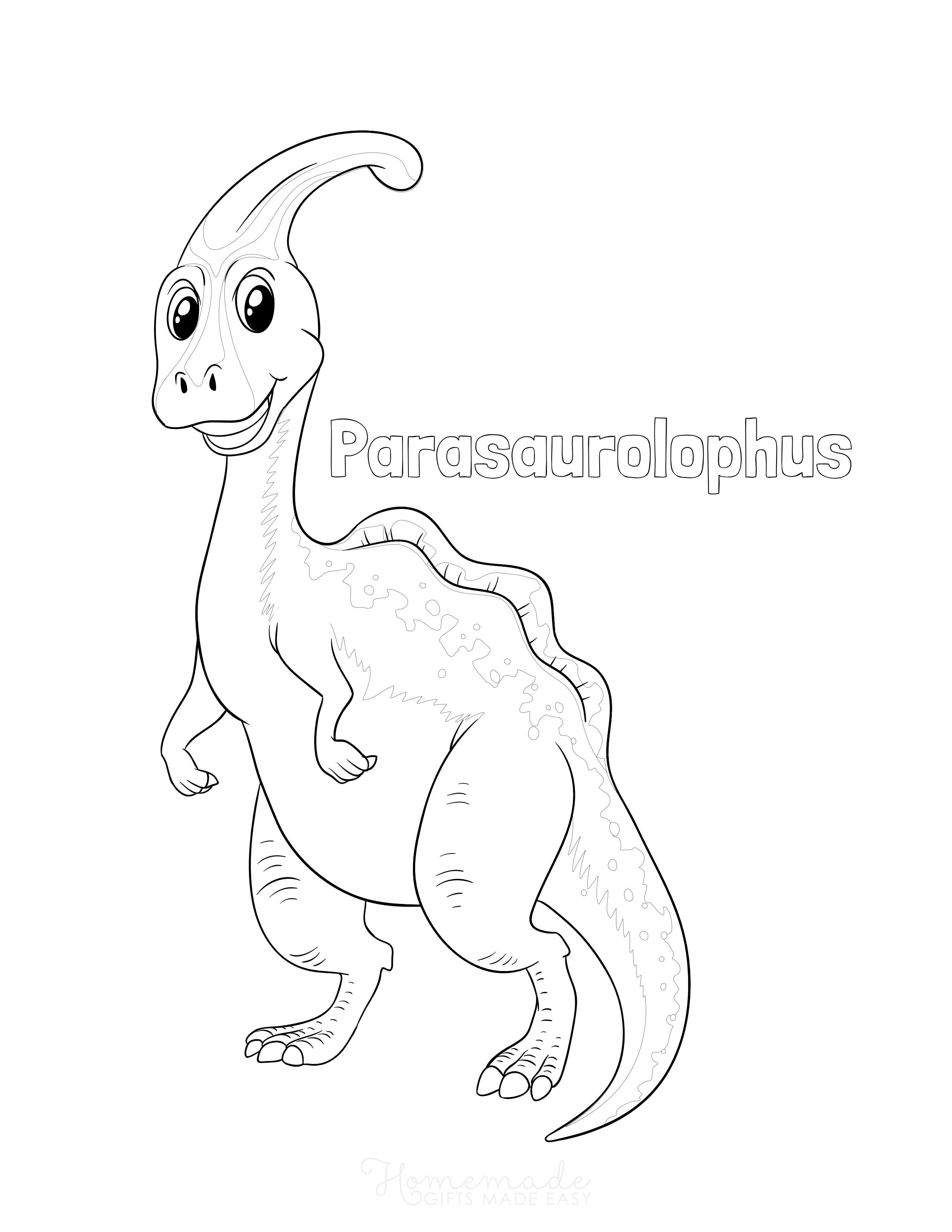 Parasaurolophus Dinosaur Coloring Sheet with Name