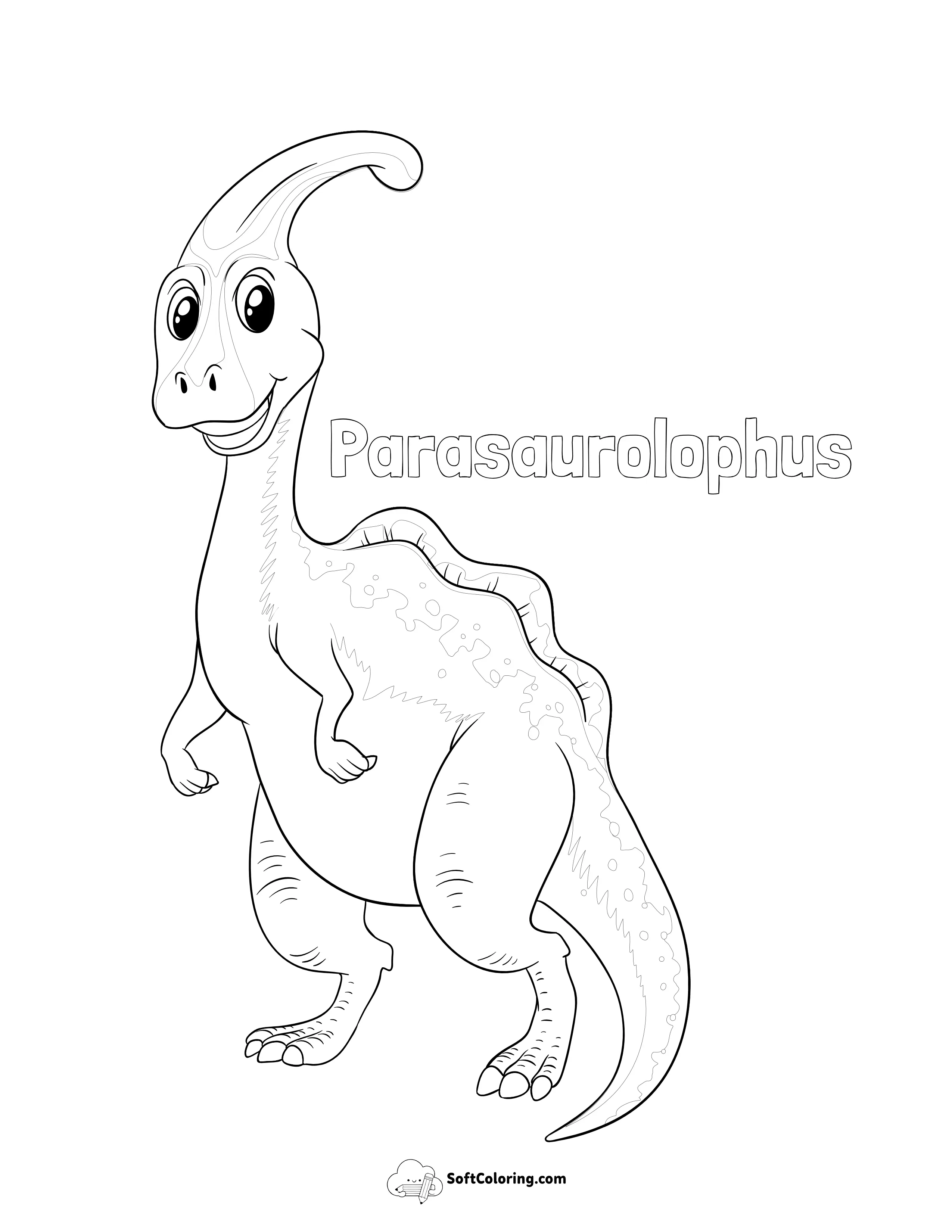 Parasaurolophus Dinosaur Coloring Sheet With Name