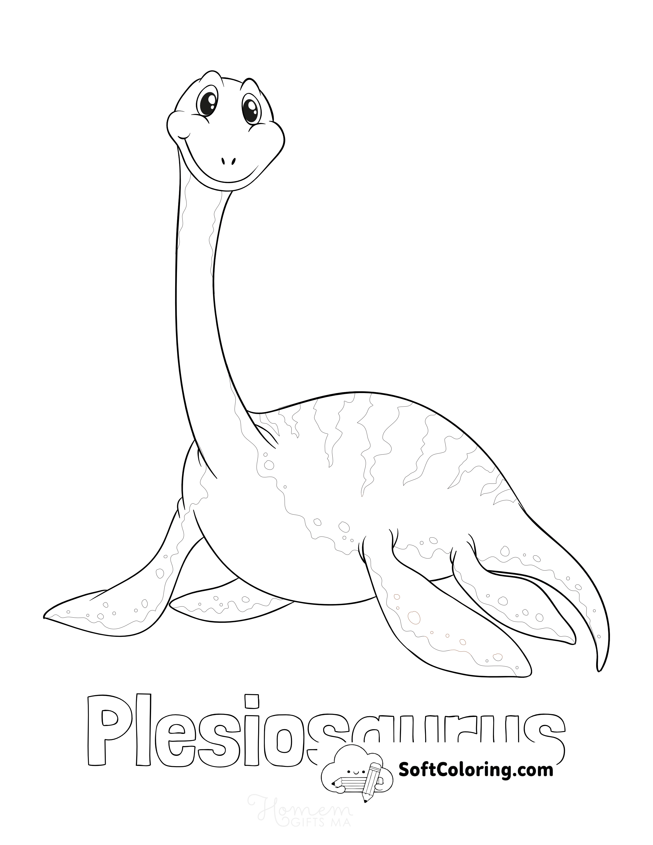Plesiosaurus Coloring Page with Name