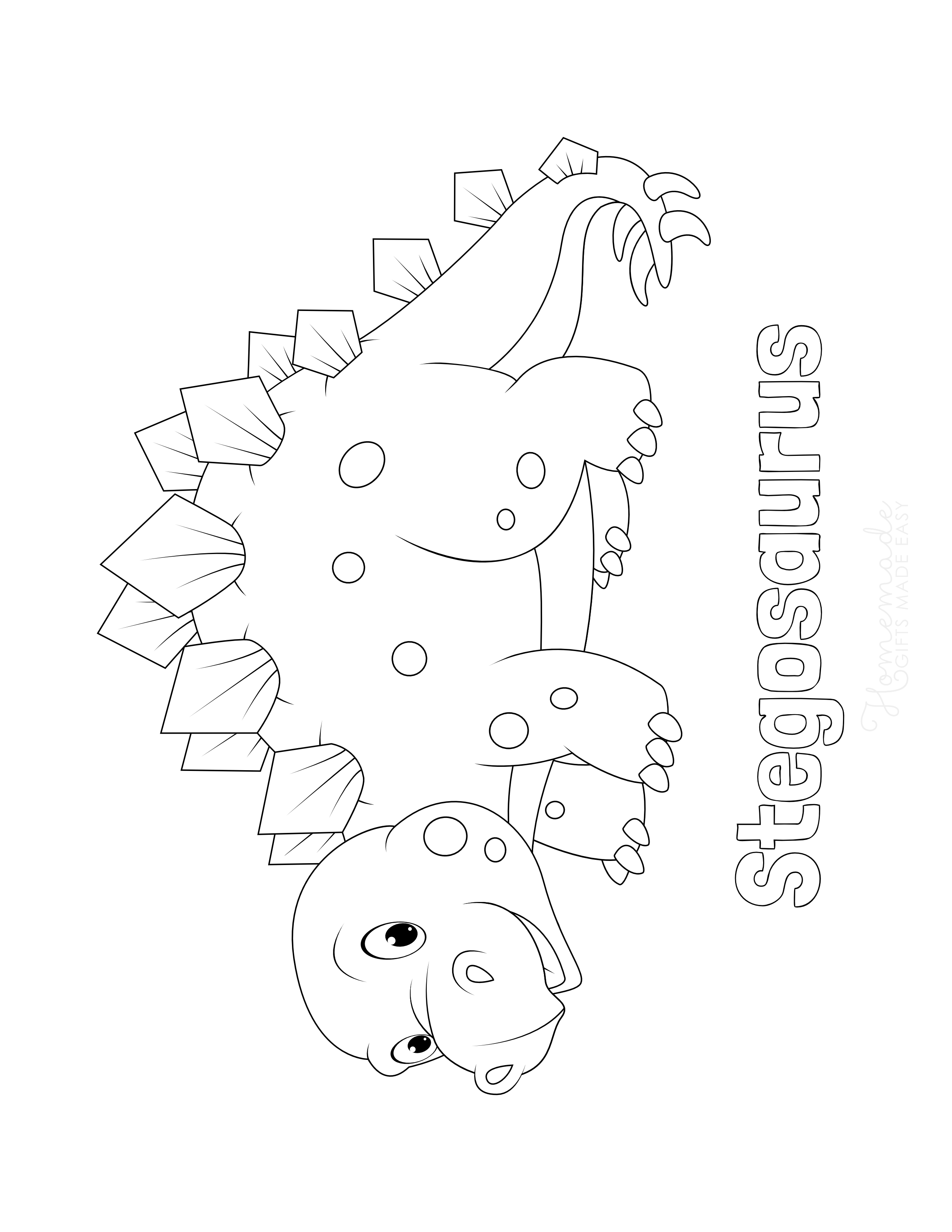Cute Stegosaurus Dinosaur Coloring Page for Preschoolers
