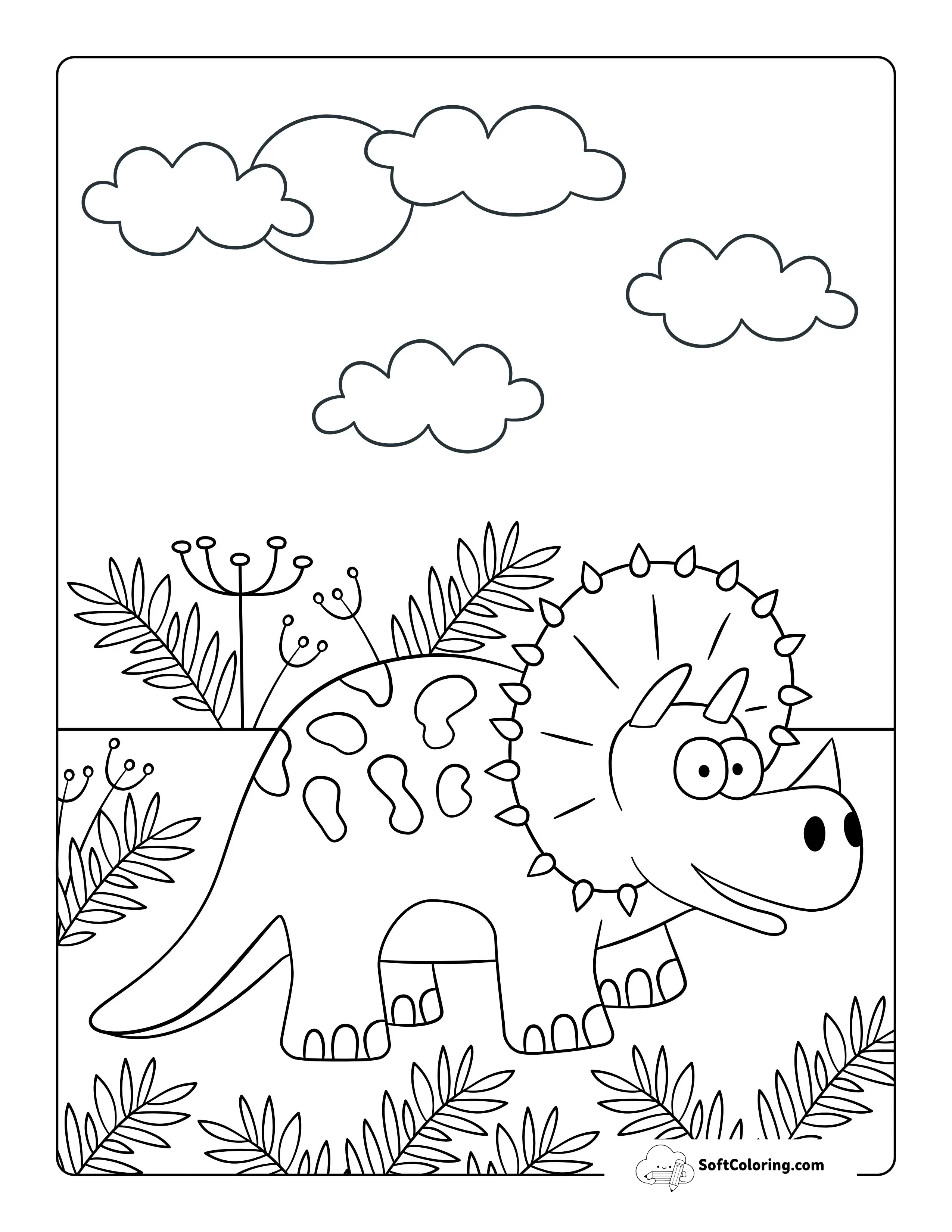 Triceratops Dinosaur Coloring Page For Preschoolers