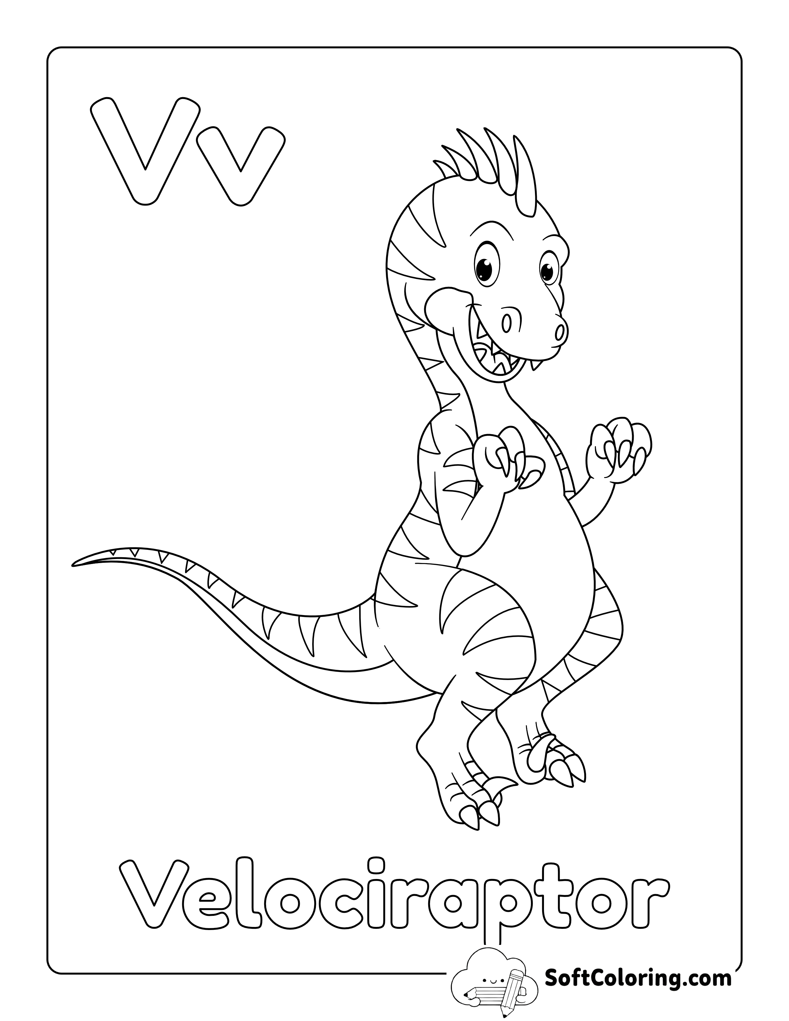 Easy Cute Dinosaur Coloring Page