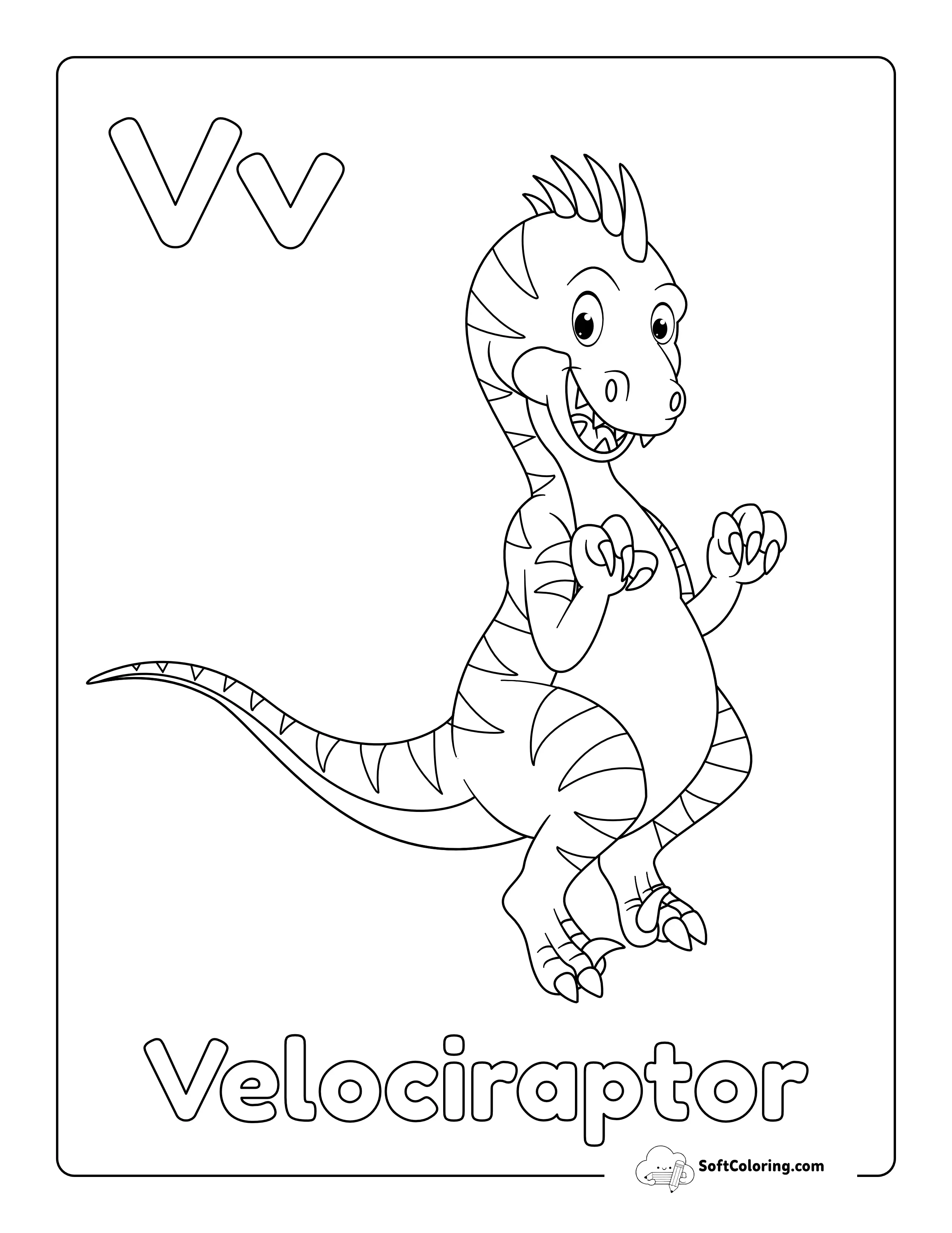 Easy Cute Dinosaur Coloring Page