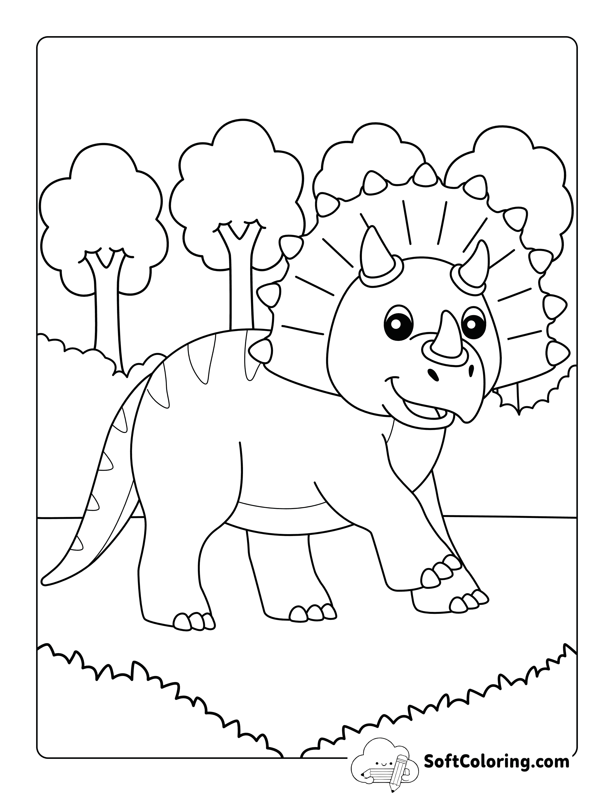 *NEW* Cute Triceratops Coloring Sheet