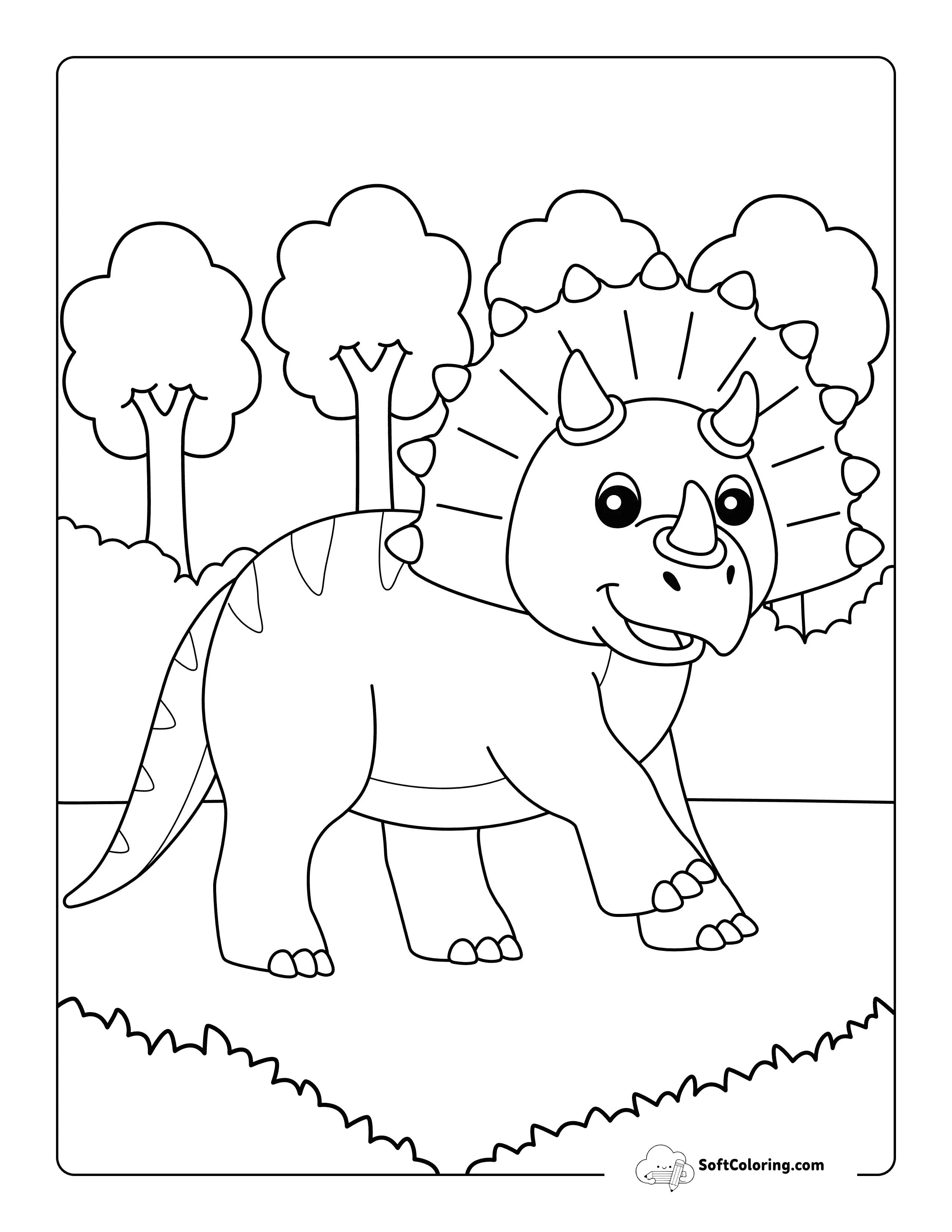 *New* Cute Triceratops Coloring Sheet