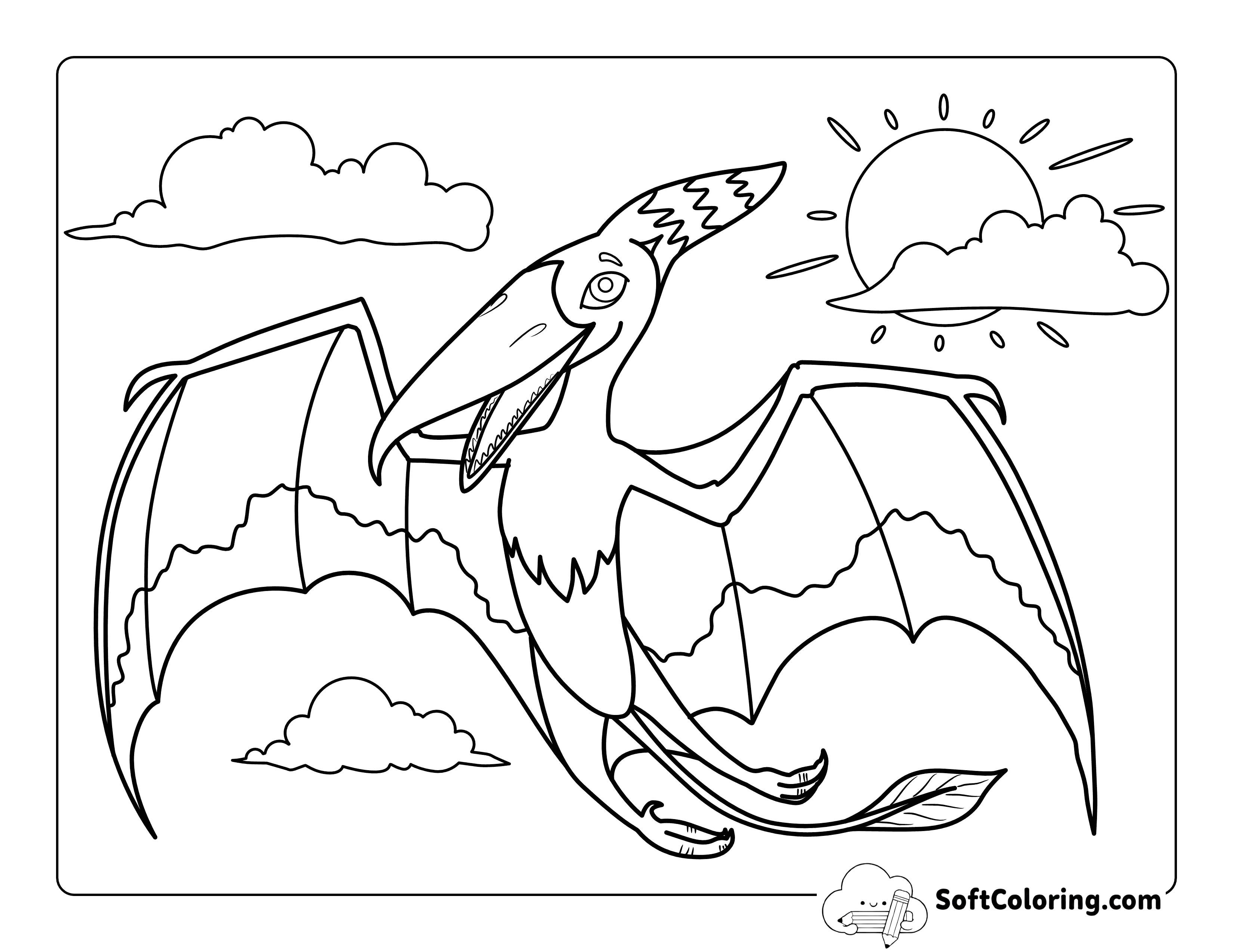 *NEW* Cute Pterodactyl Coloring Page