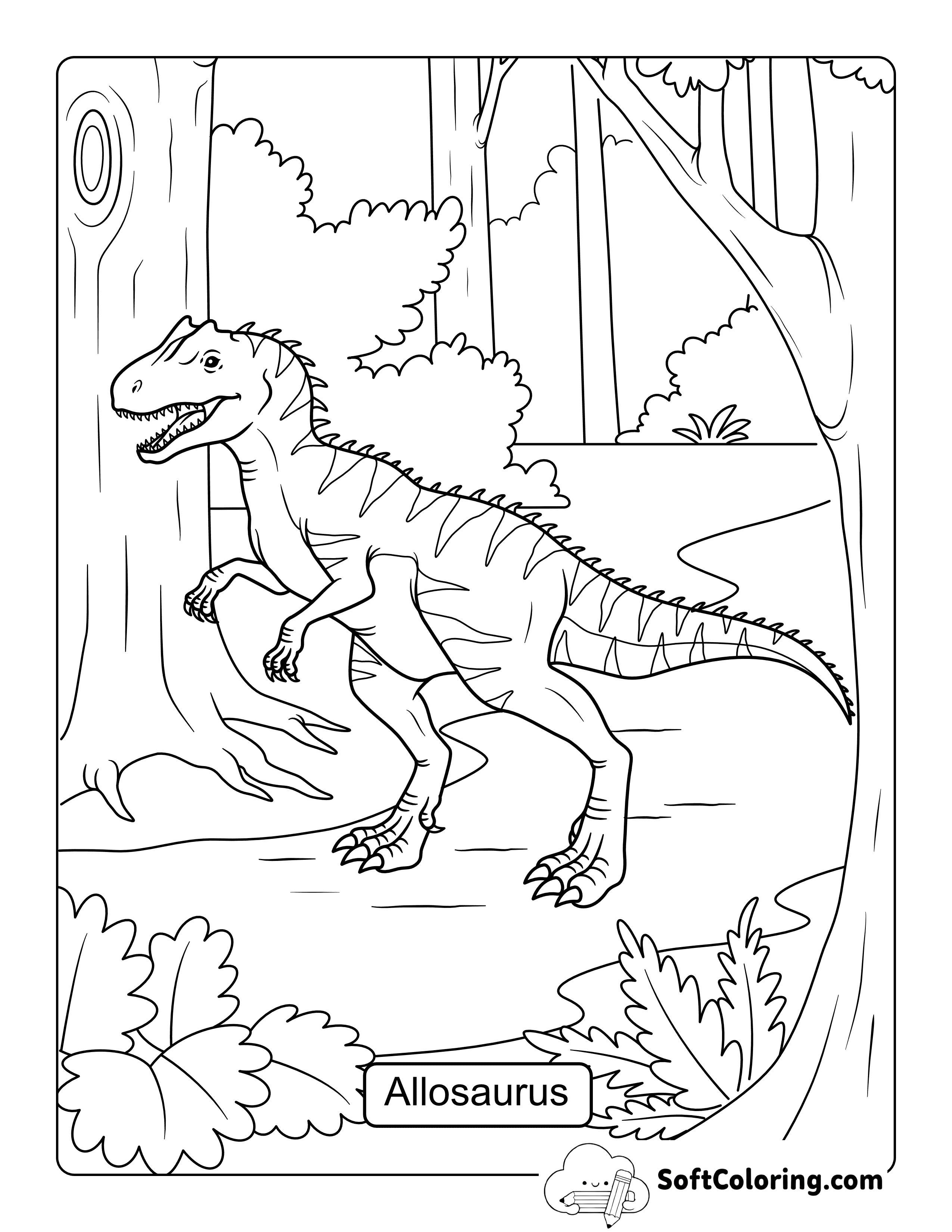 *NEW* Allosaurus Dinosaur Coloring Page