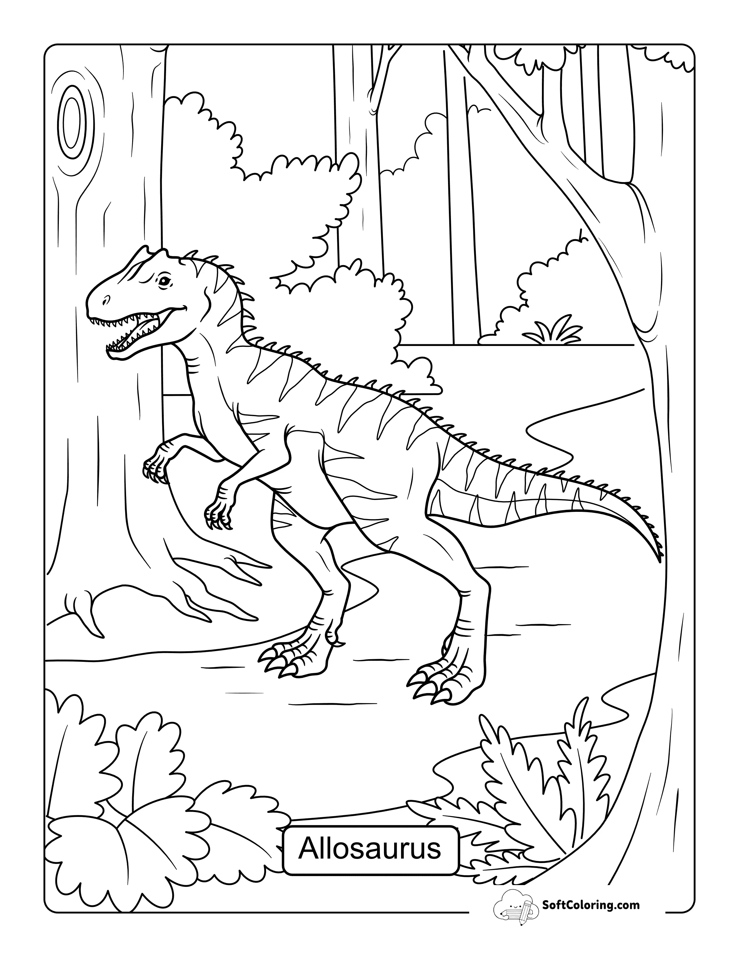 *New* Allosaurus Dinosaur Coloring Page