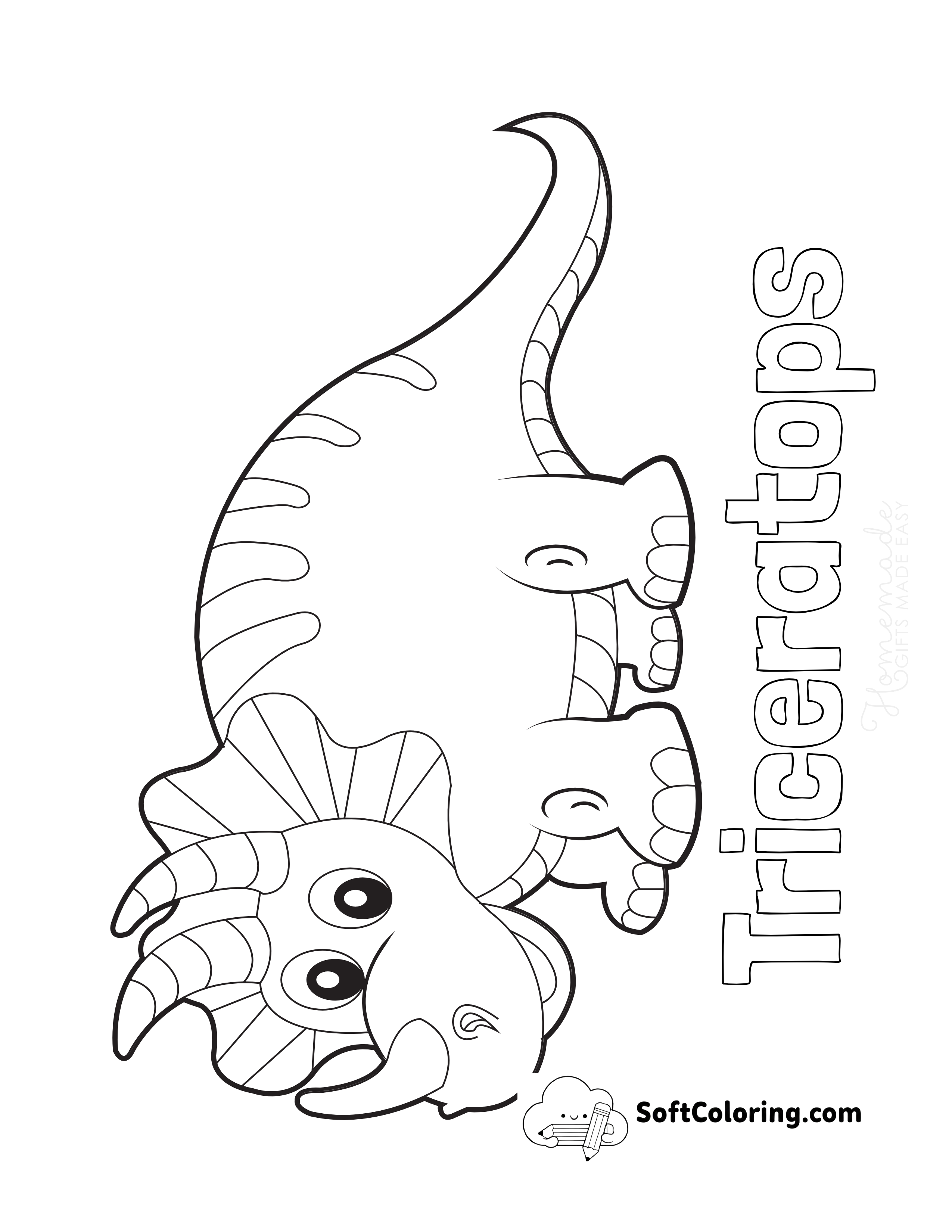 Triceratops Coloring Page with Name