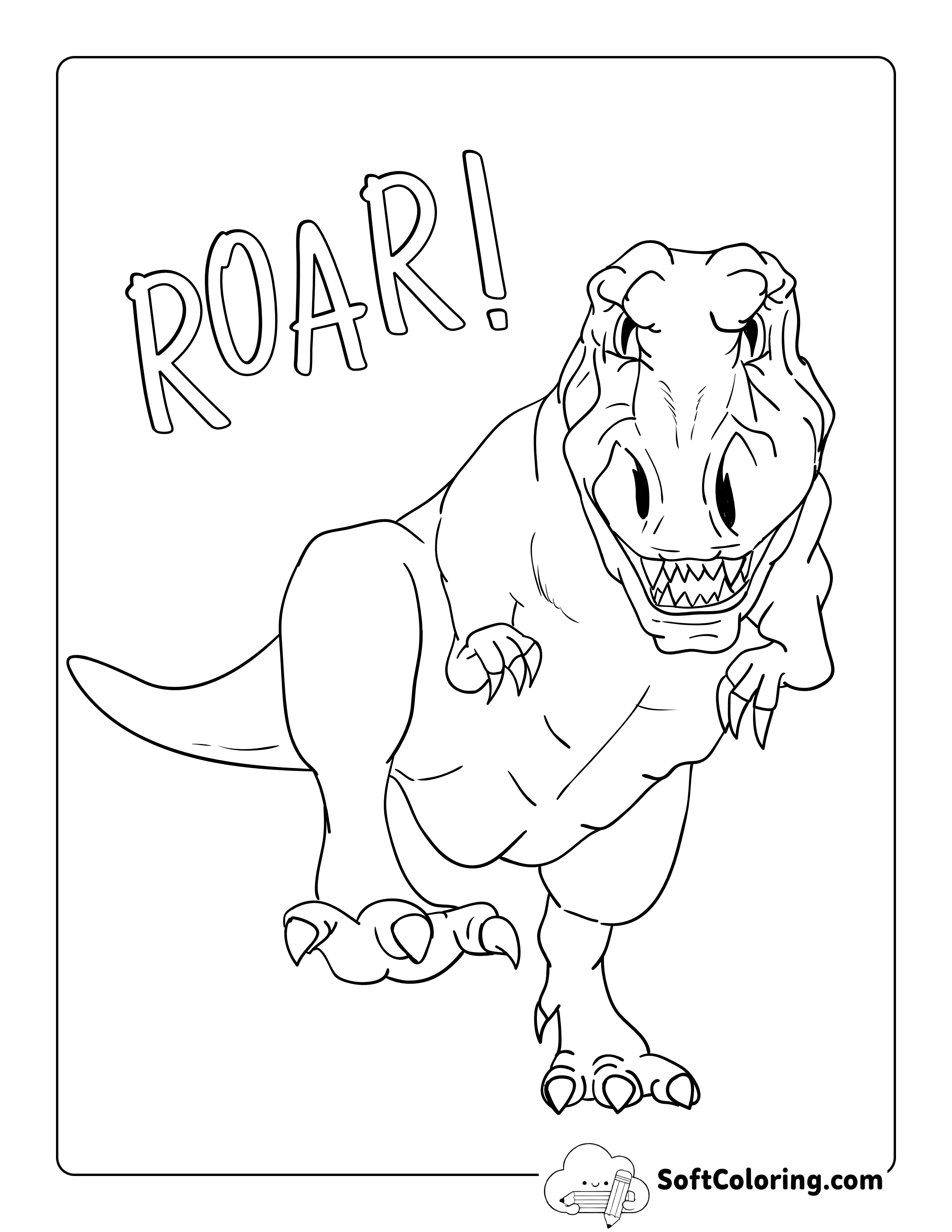 Scary Realistic Dinosaur on the Prowl Coloring Sheet