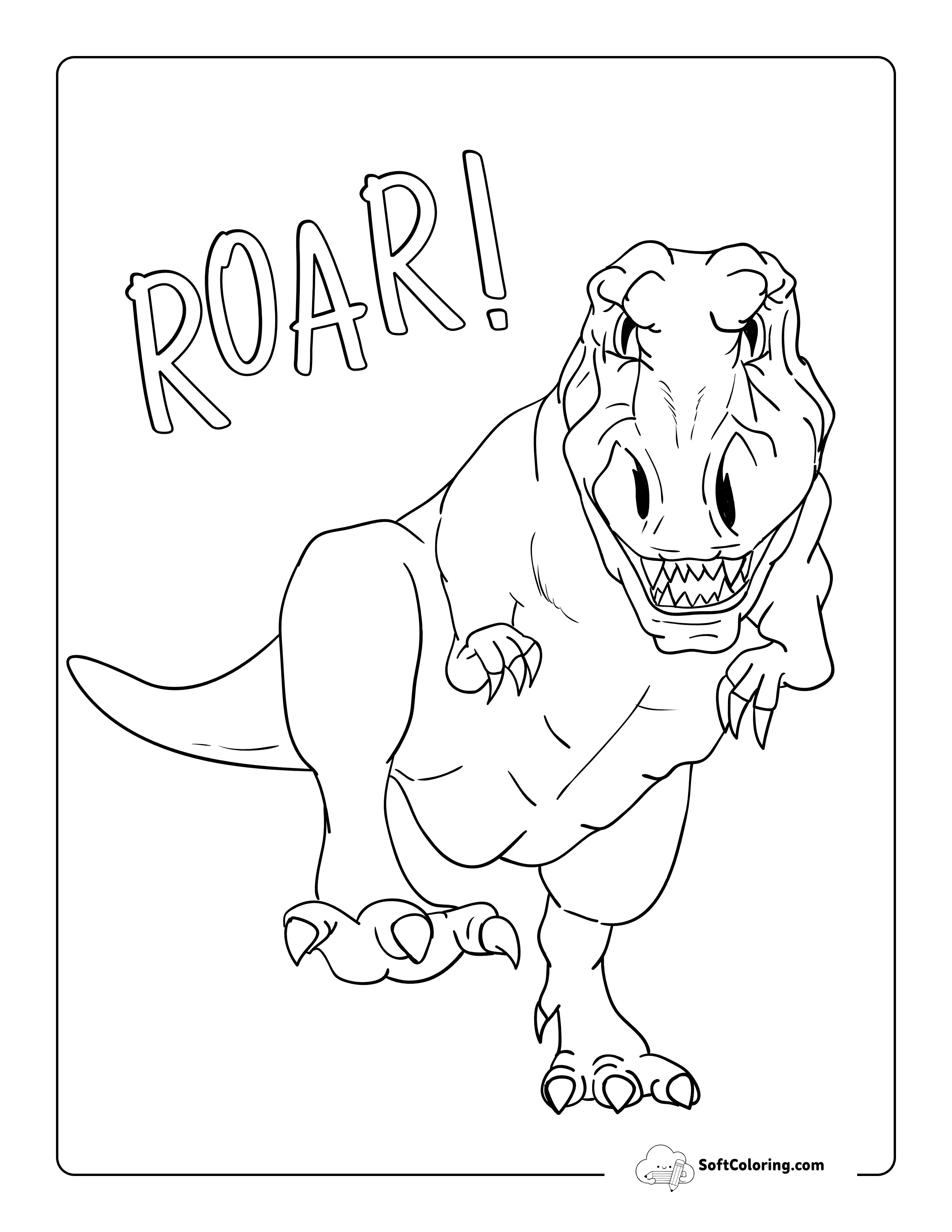 Scary Realistic Dinosaur On The Prowl Coloring Sheet