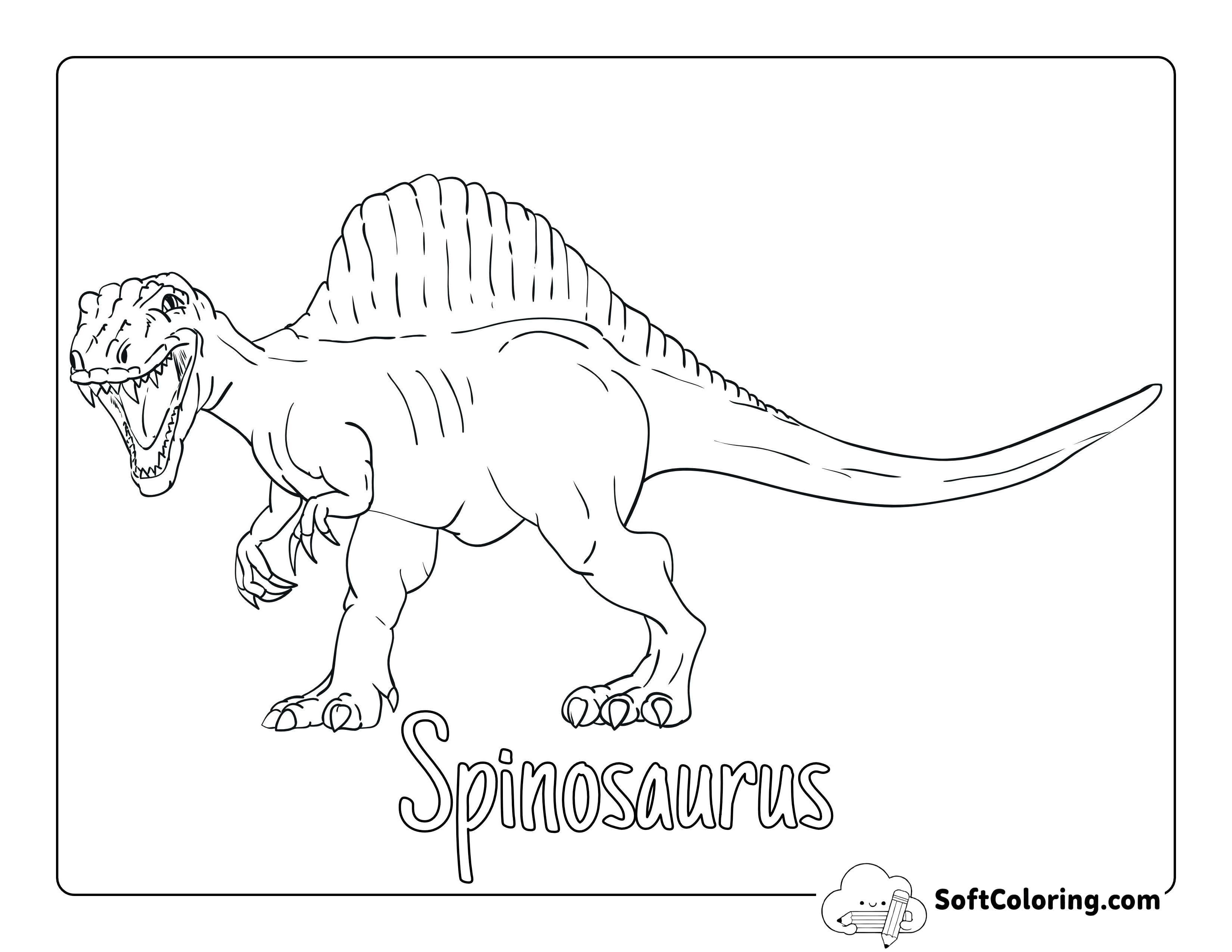 Realistic Fierce Spinosaurus on the Prowl Coloring Page