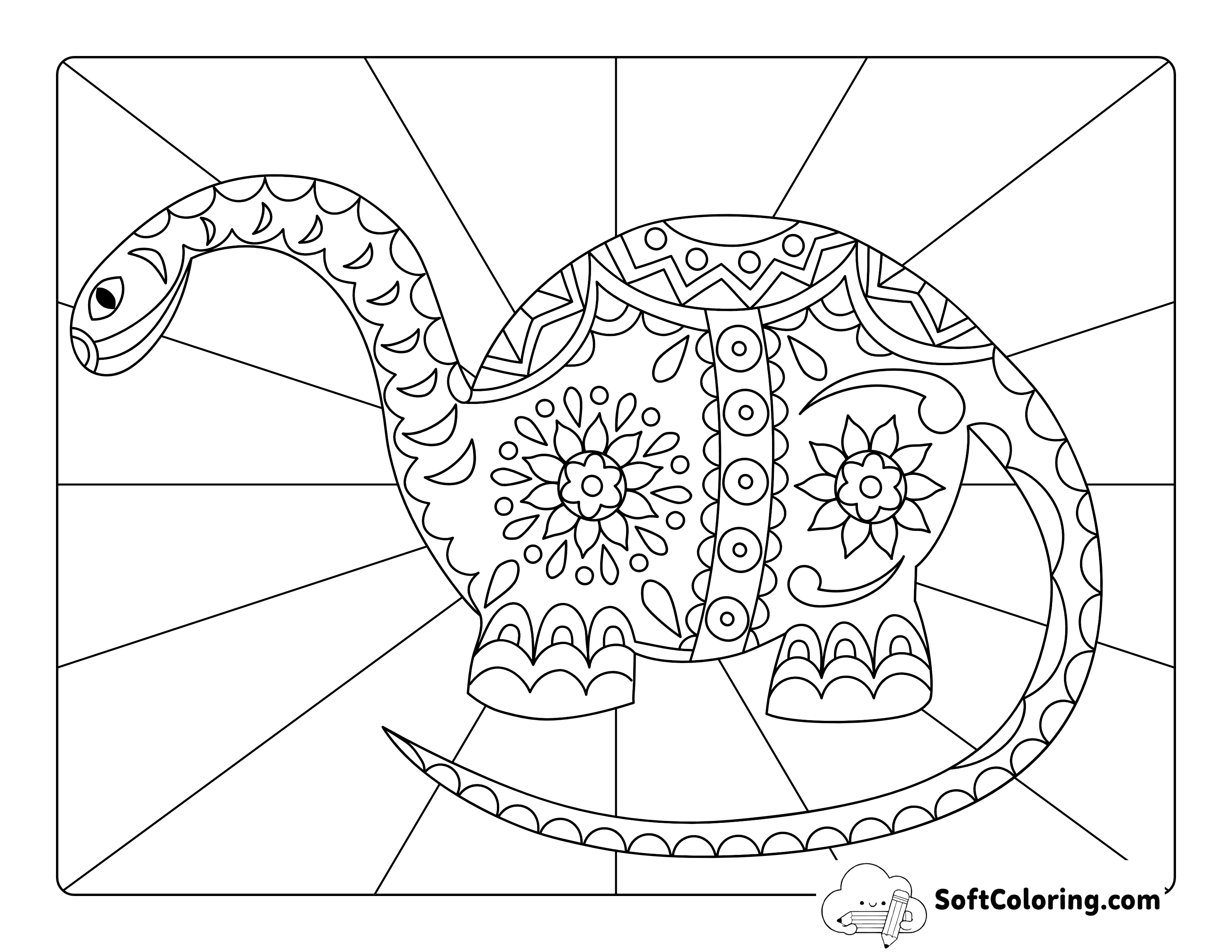 Dinosaur with Intricate Patterns to Color