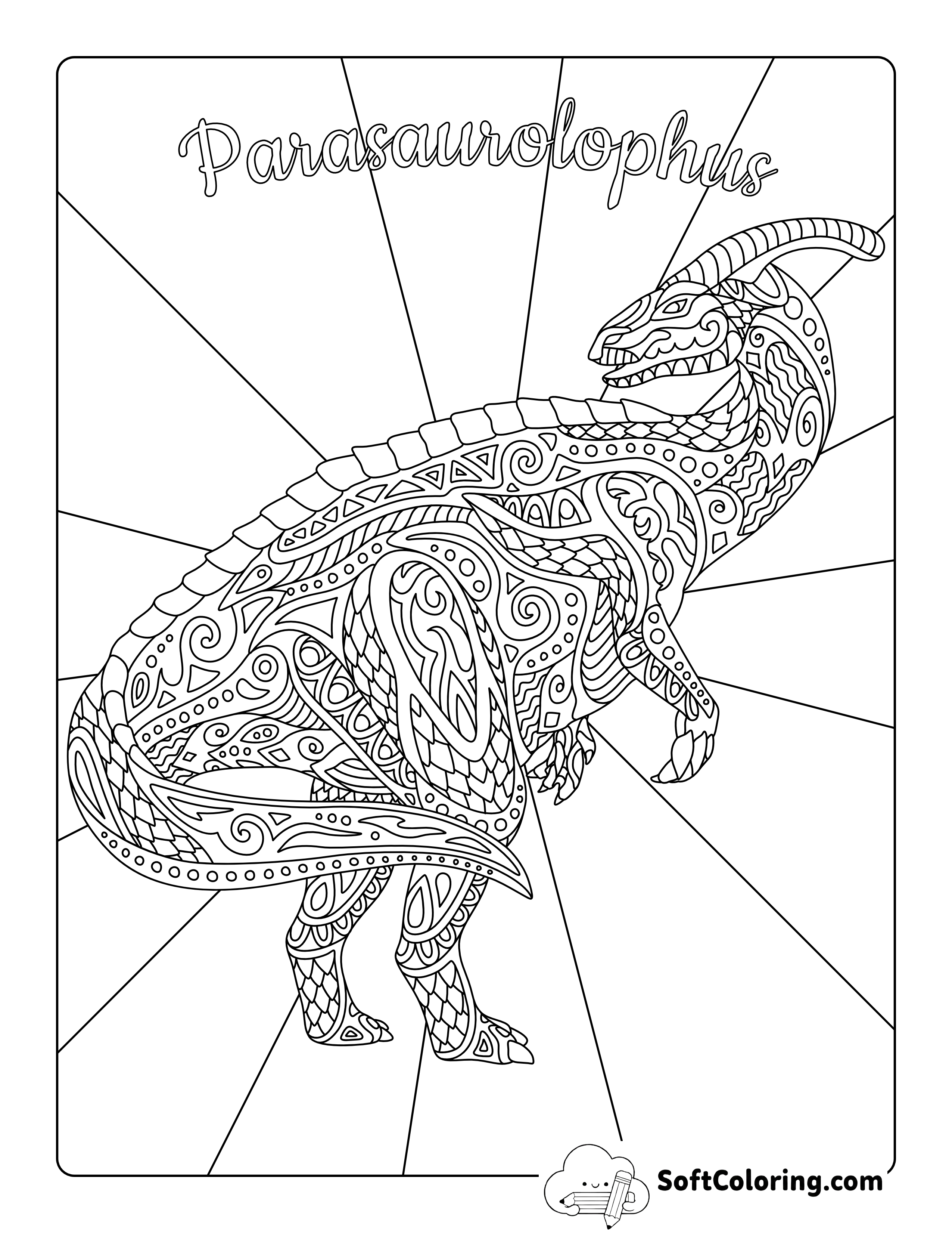 Parasaurolophus Doodle for Adults to Color