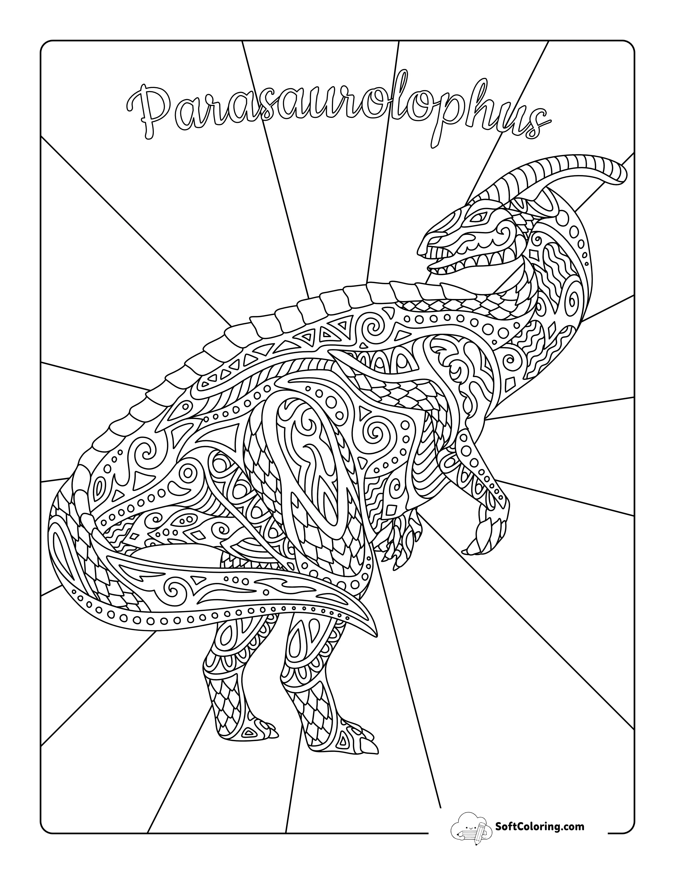 Parasaurolophus Doodle For Adults To Color