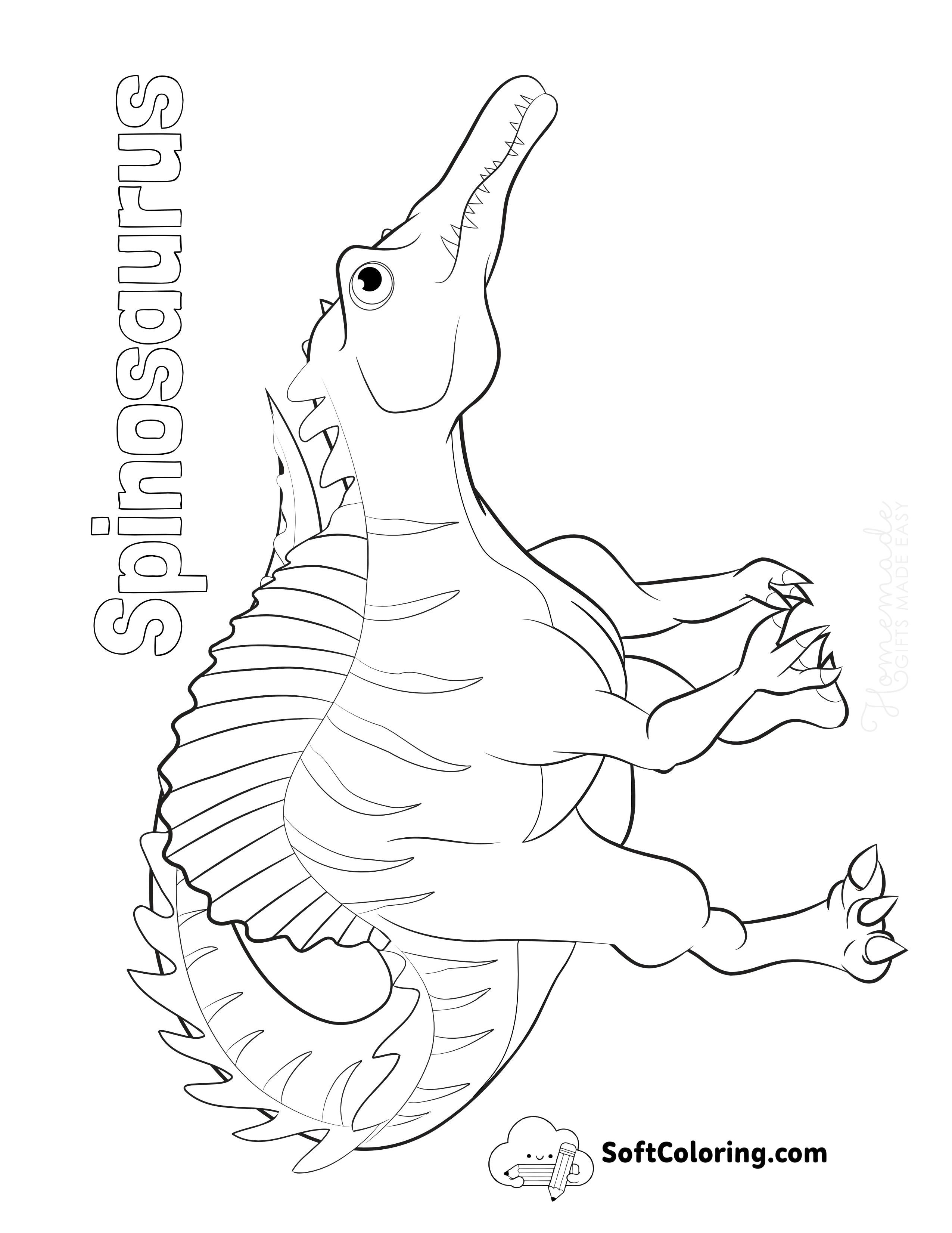Spinosaurus Dinosaur Coloring Page with Name