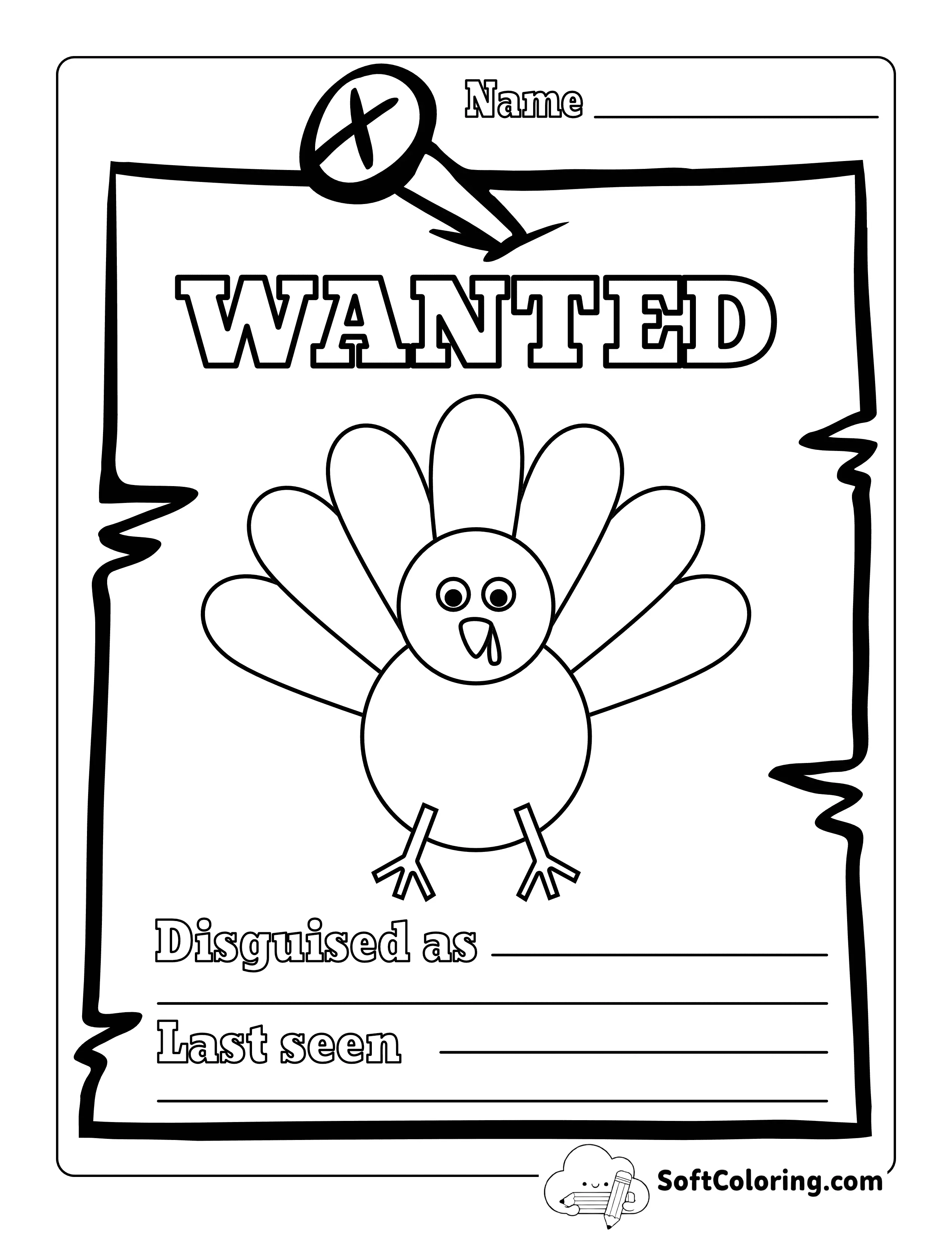 Funny Wanted Poster Disguise A Turkey Printable