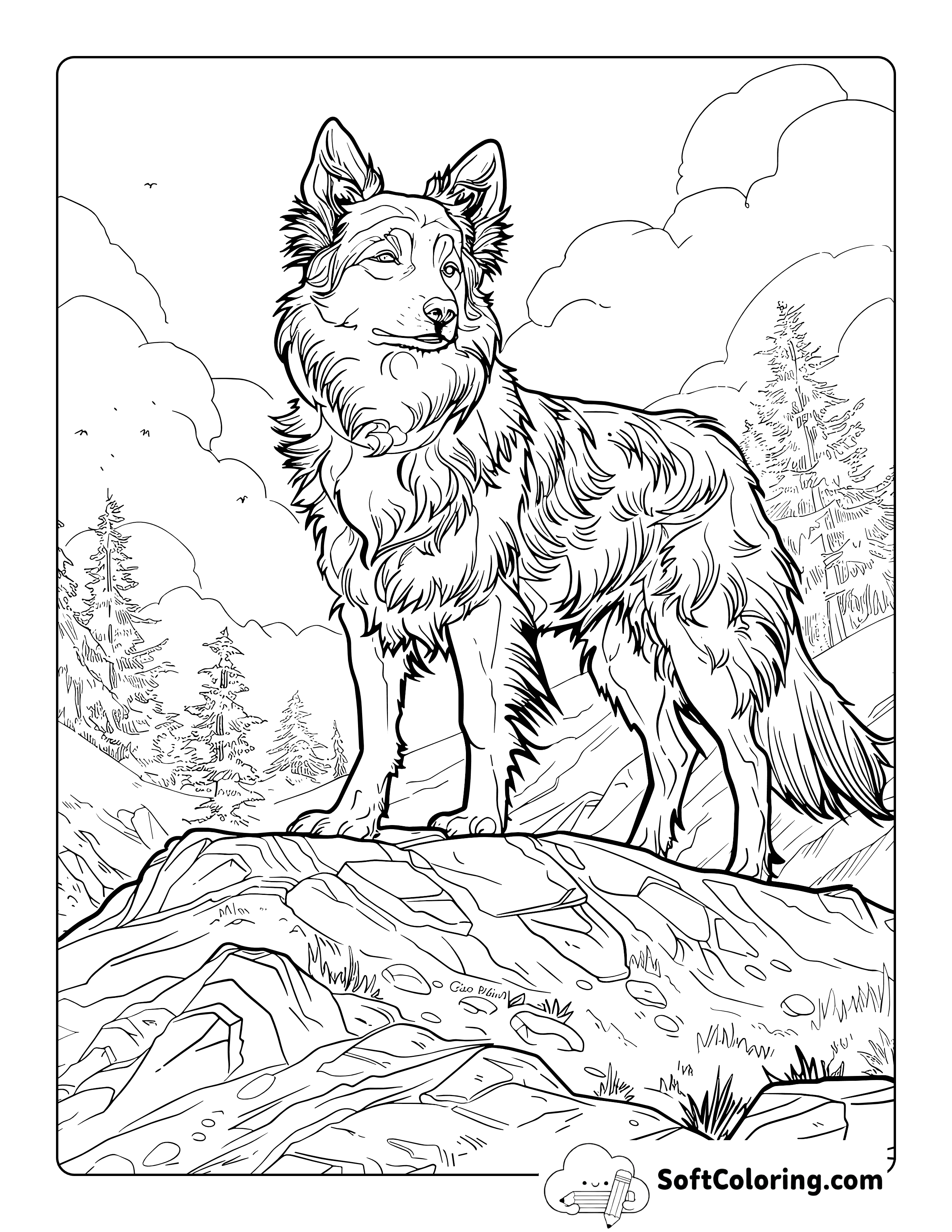 Dog - Realistic Animal Coloring Page