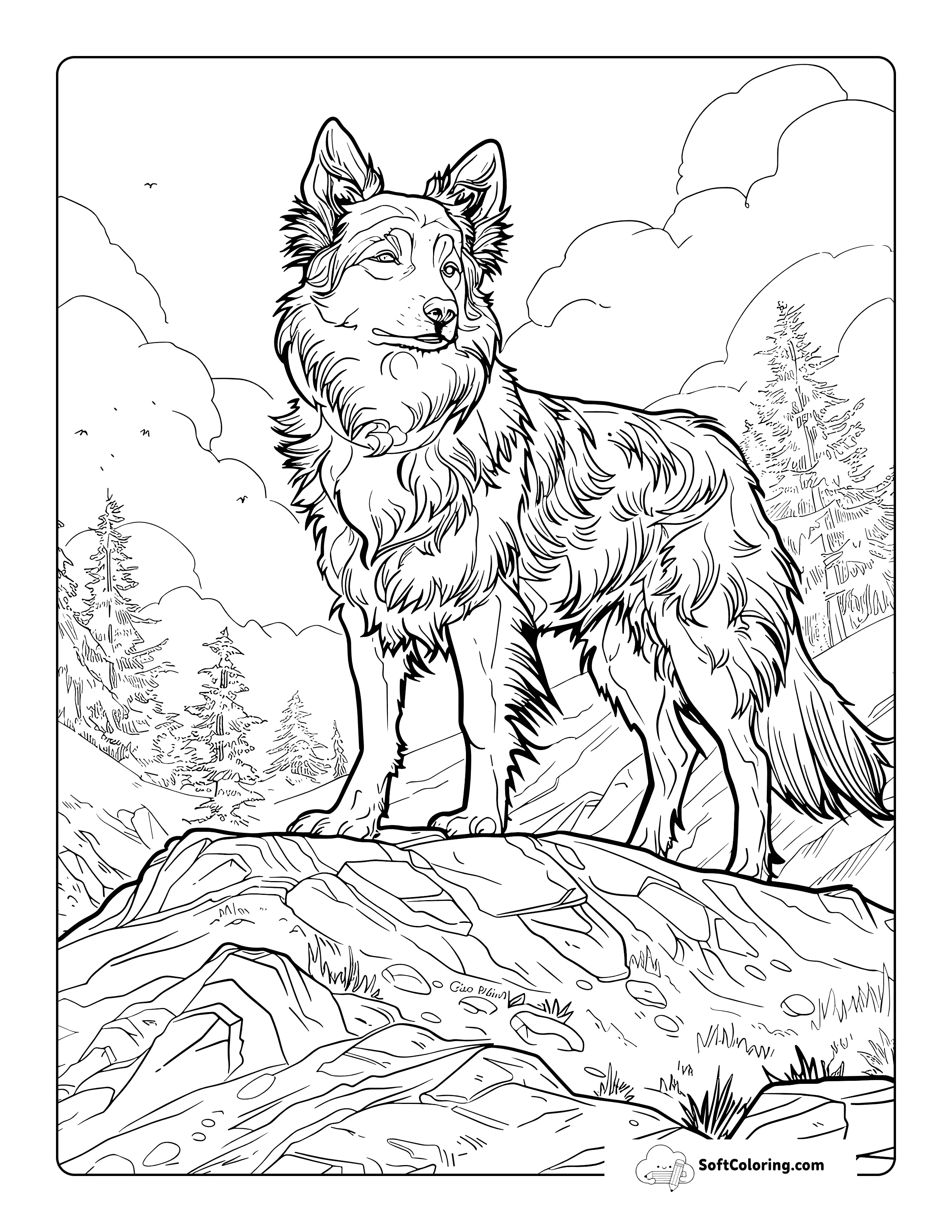 Dog - Realistic Animal Coloring Page