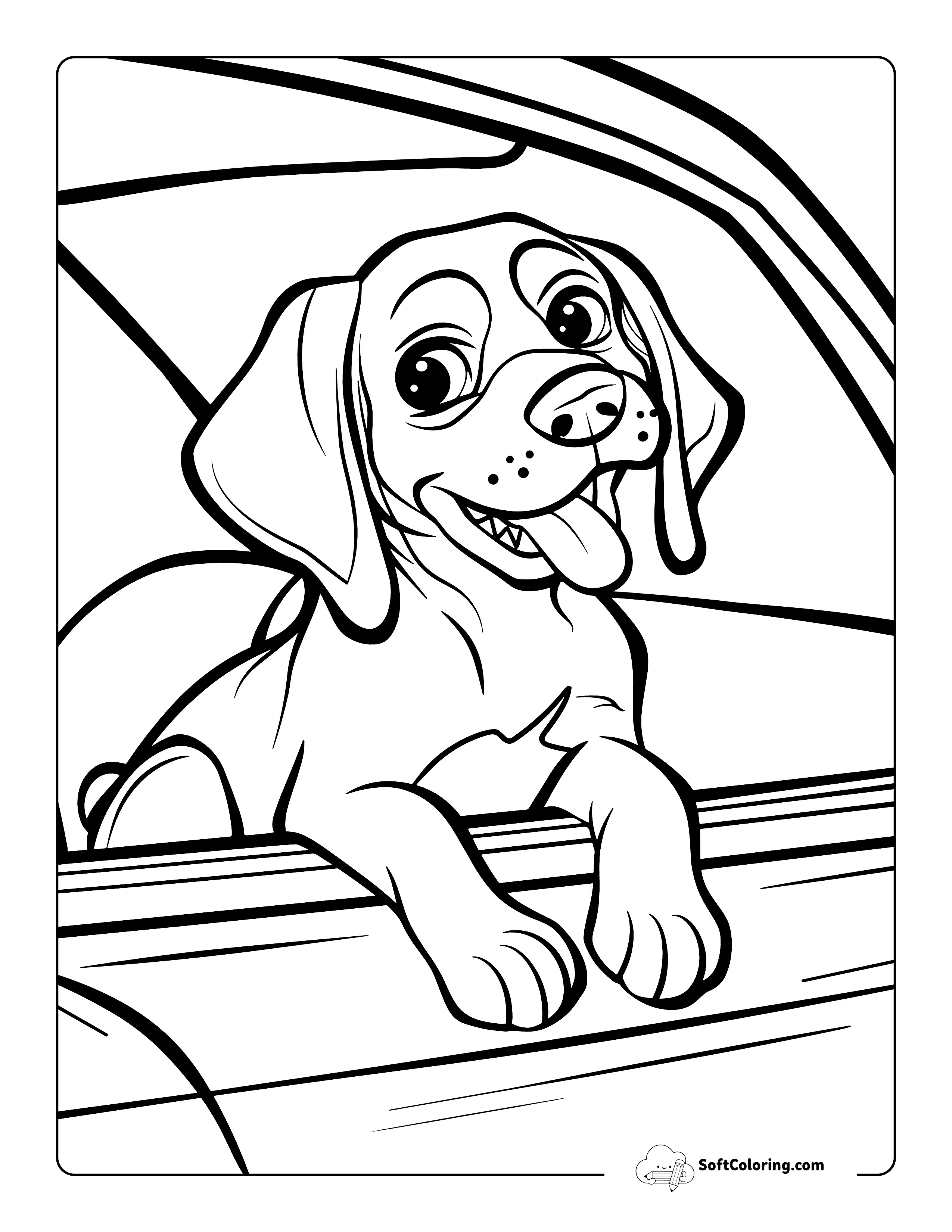 Sweet Beagle Looking Out Car Window