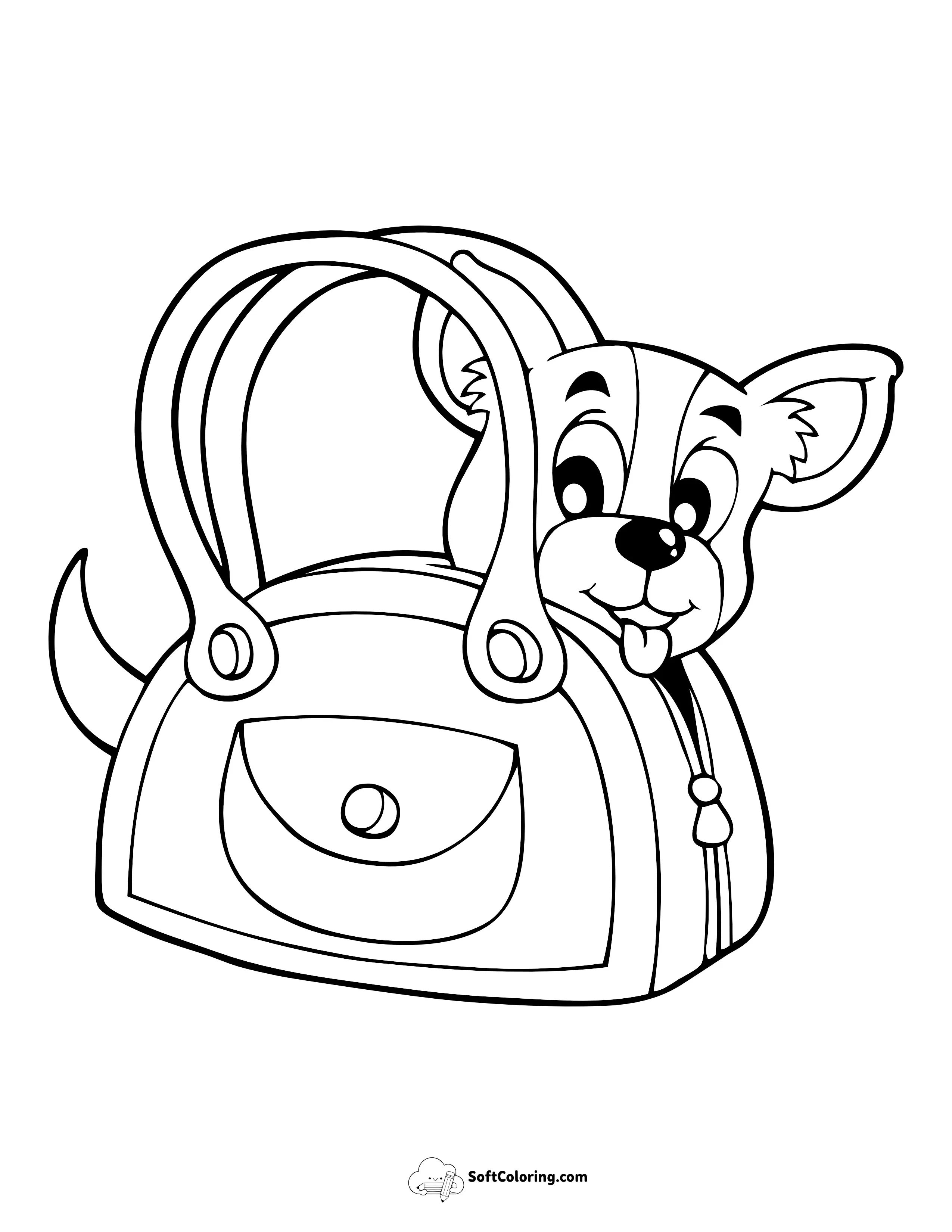 Cute Puppy Dog In Carry Bag Picture To Color