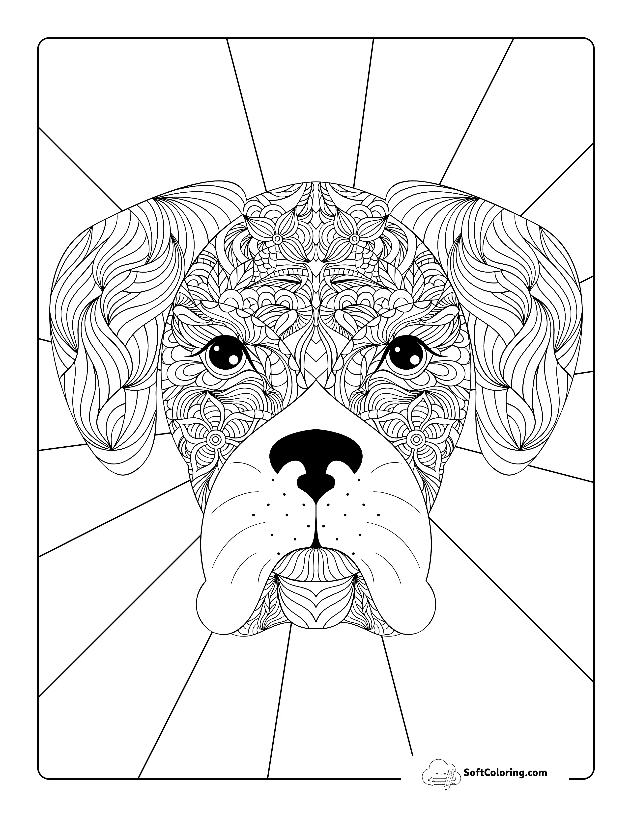 Zentangle Dog Coloring Page For Adults