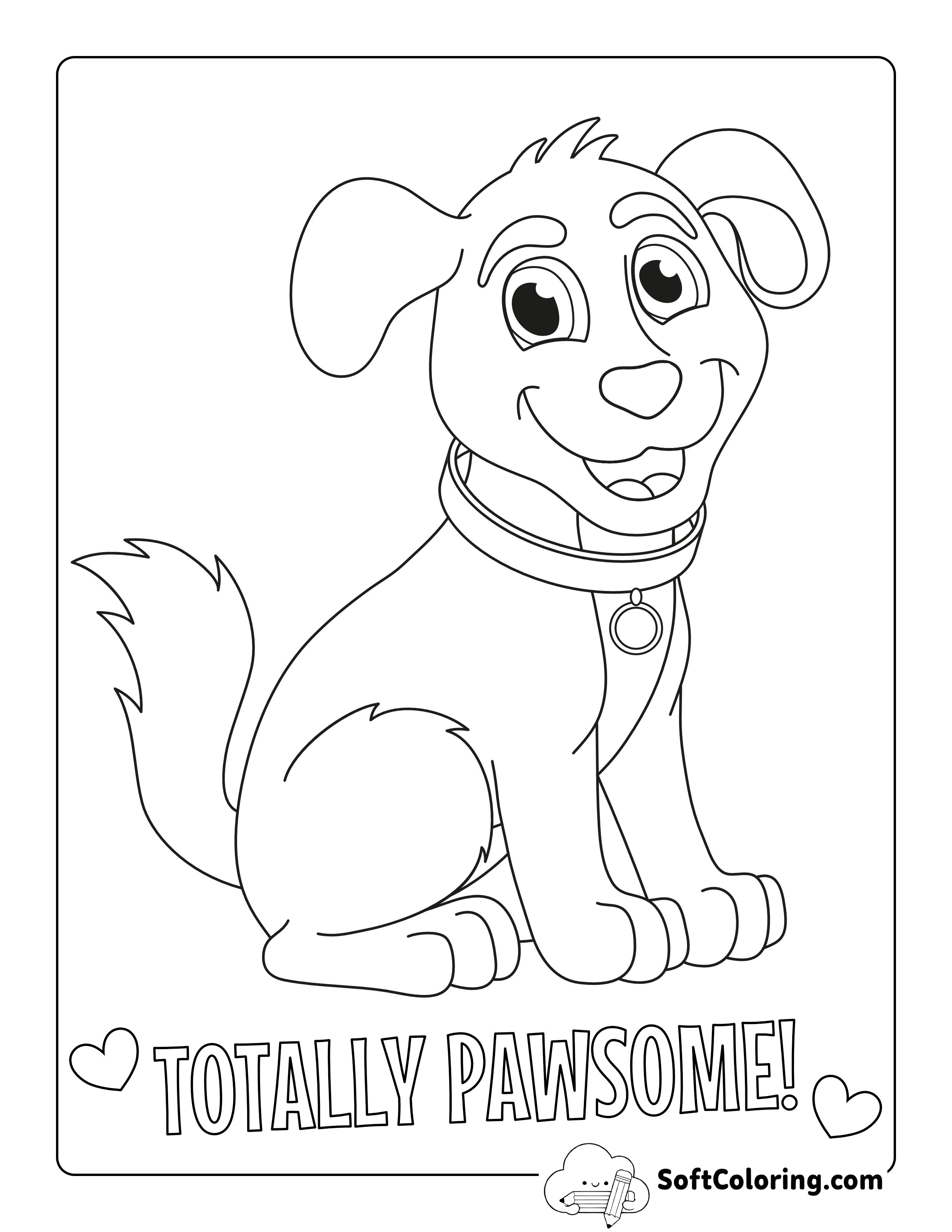 Easy Cute Dog Coloring Page
