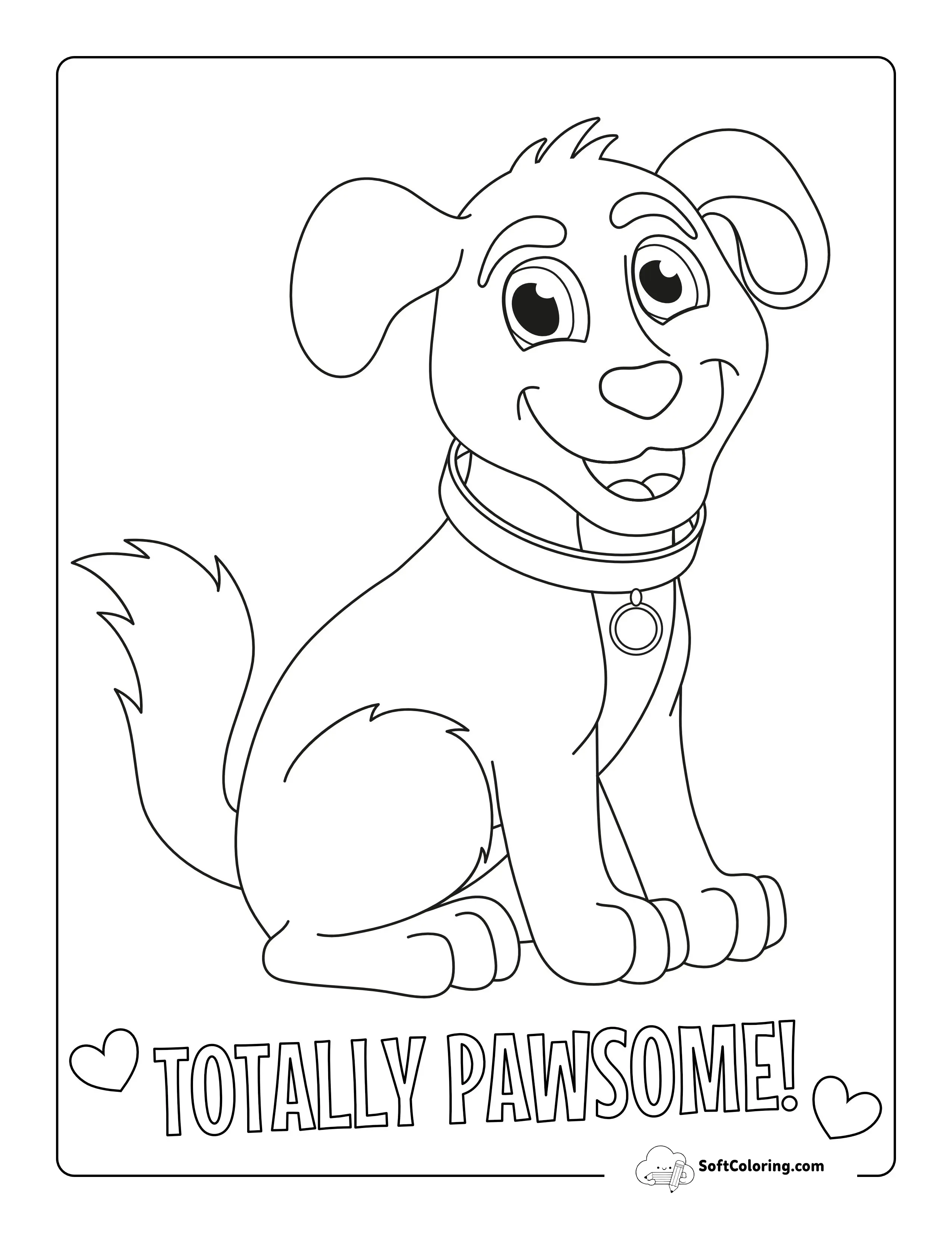Easy Cute Dog Coloring Page
