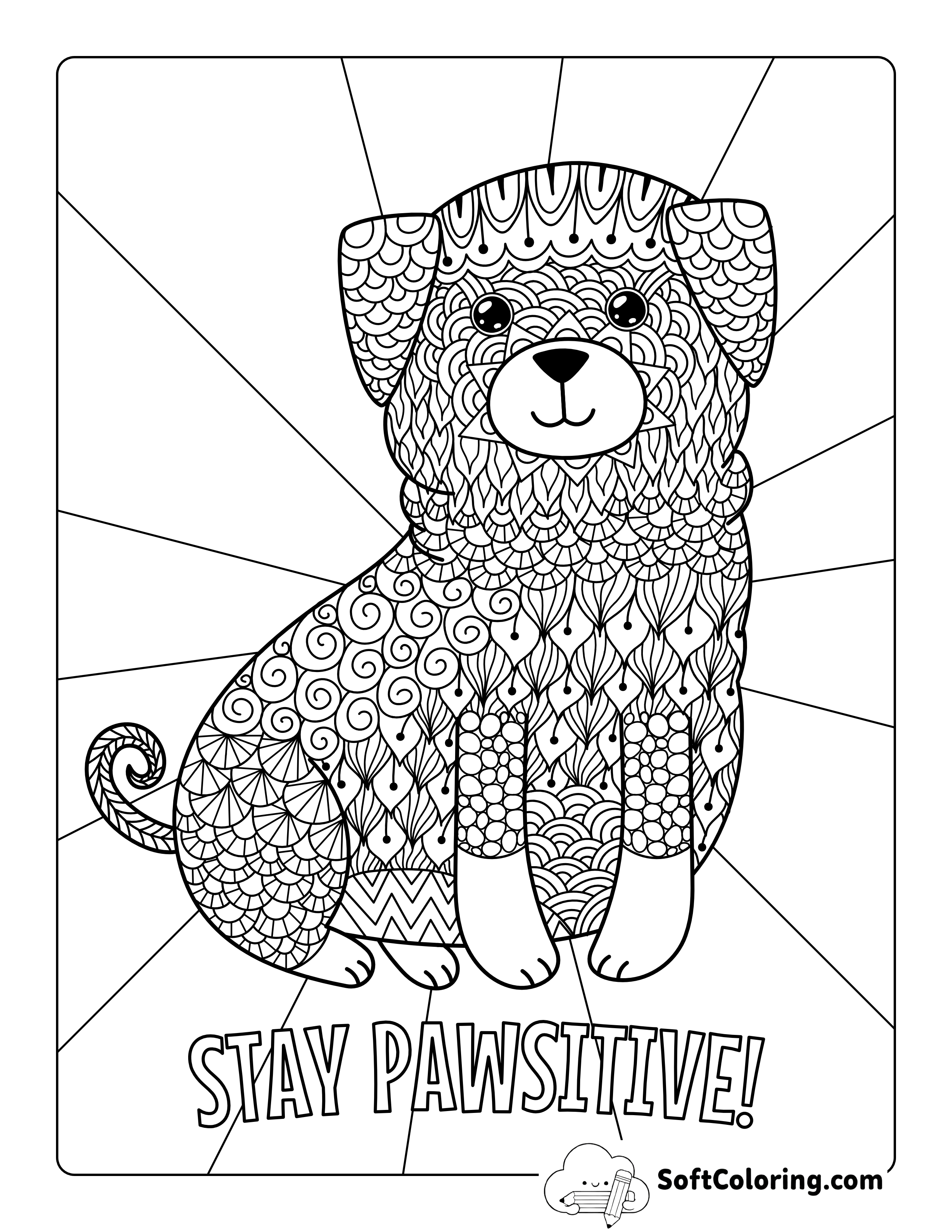 Patterned Dog Adult Coloring Sheet