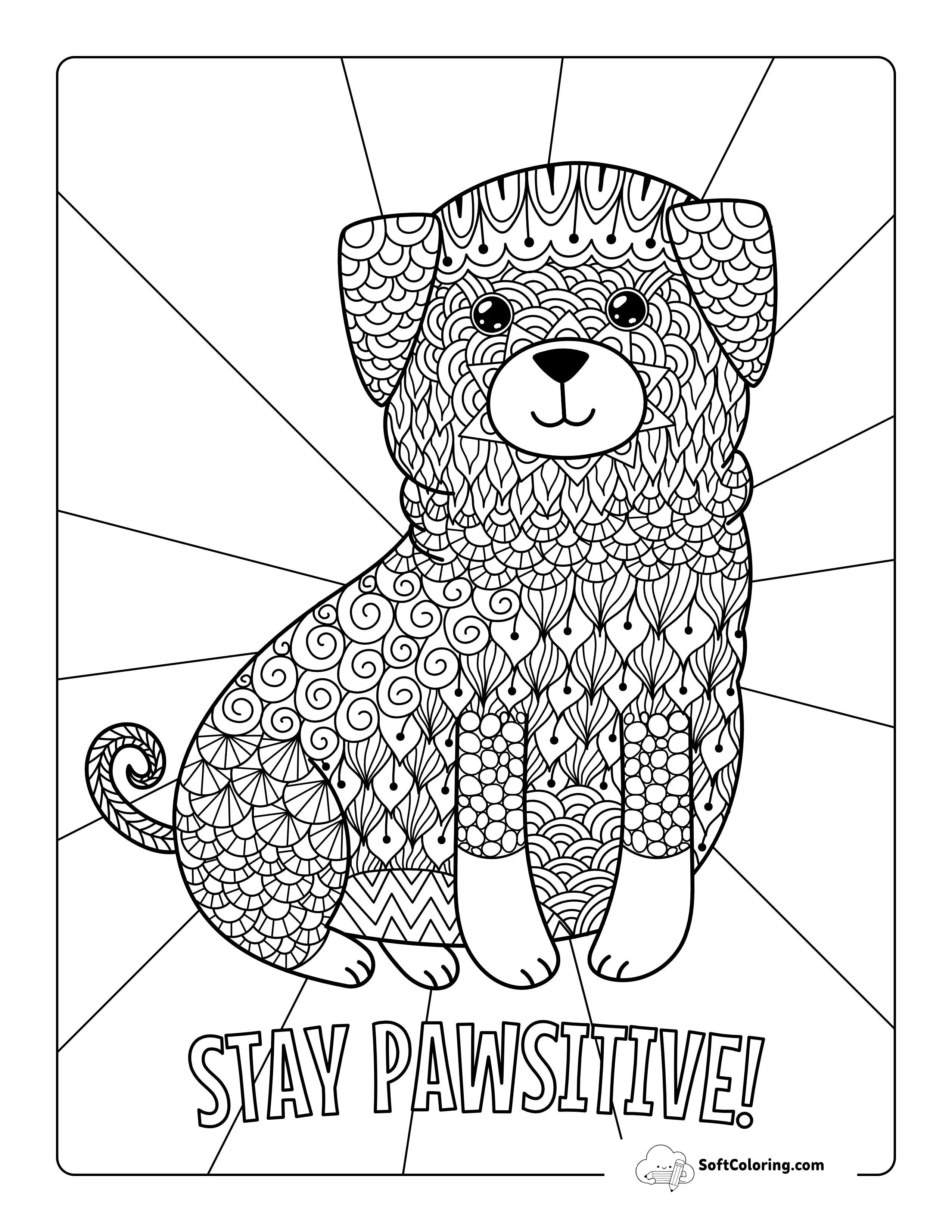 Patterned Dog Adult Coloring Sheet