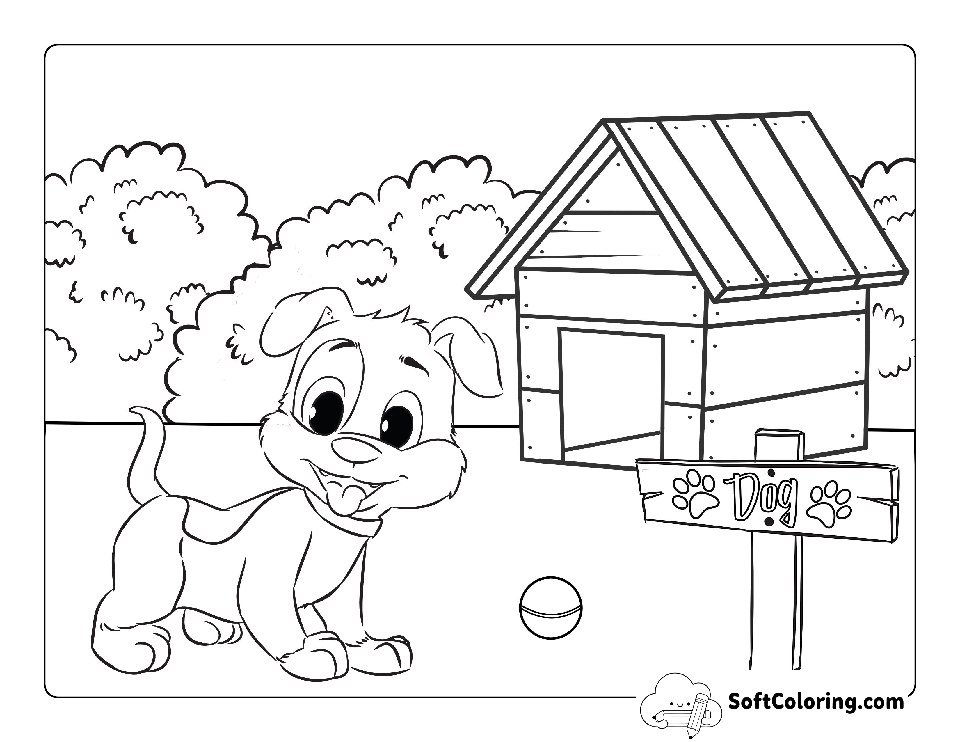 Cute Dog Coloring Page