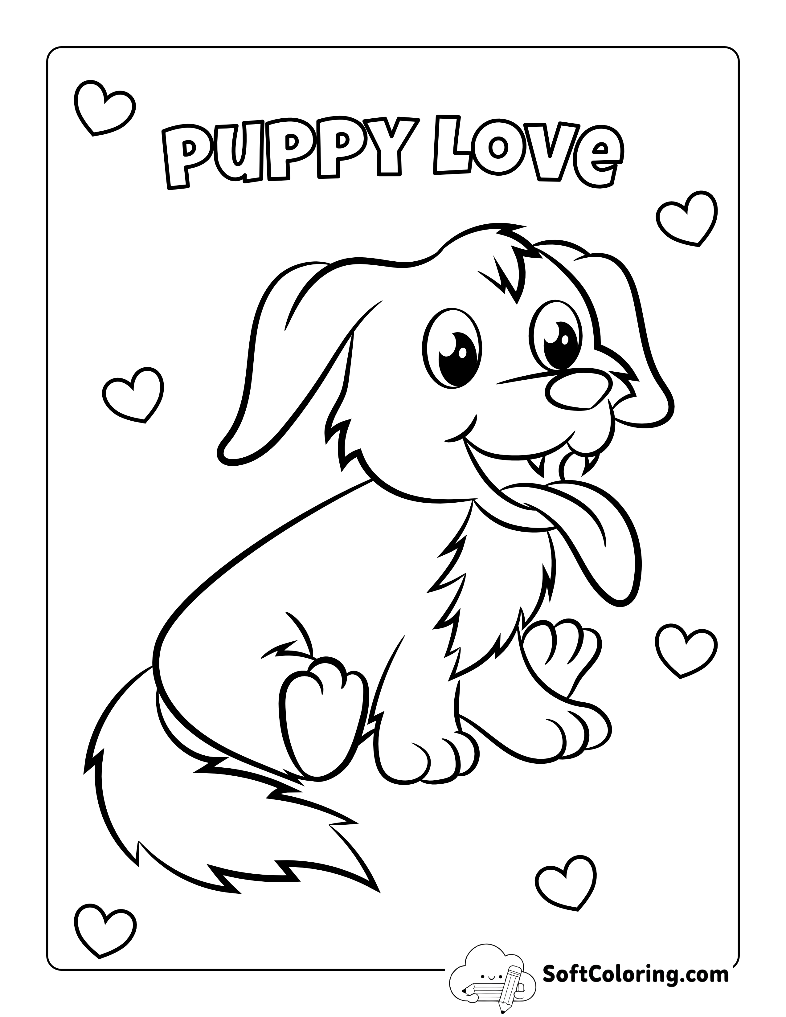 Smiling Dog Coloring Page for Preschoolers