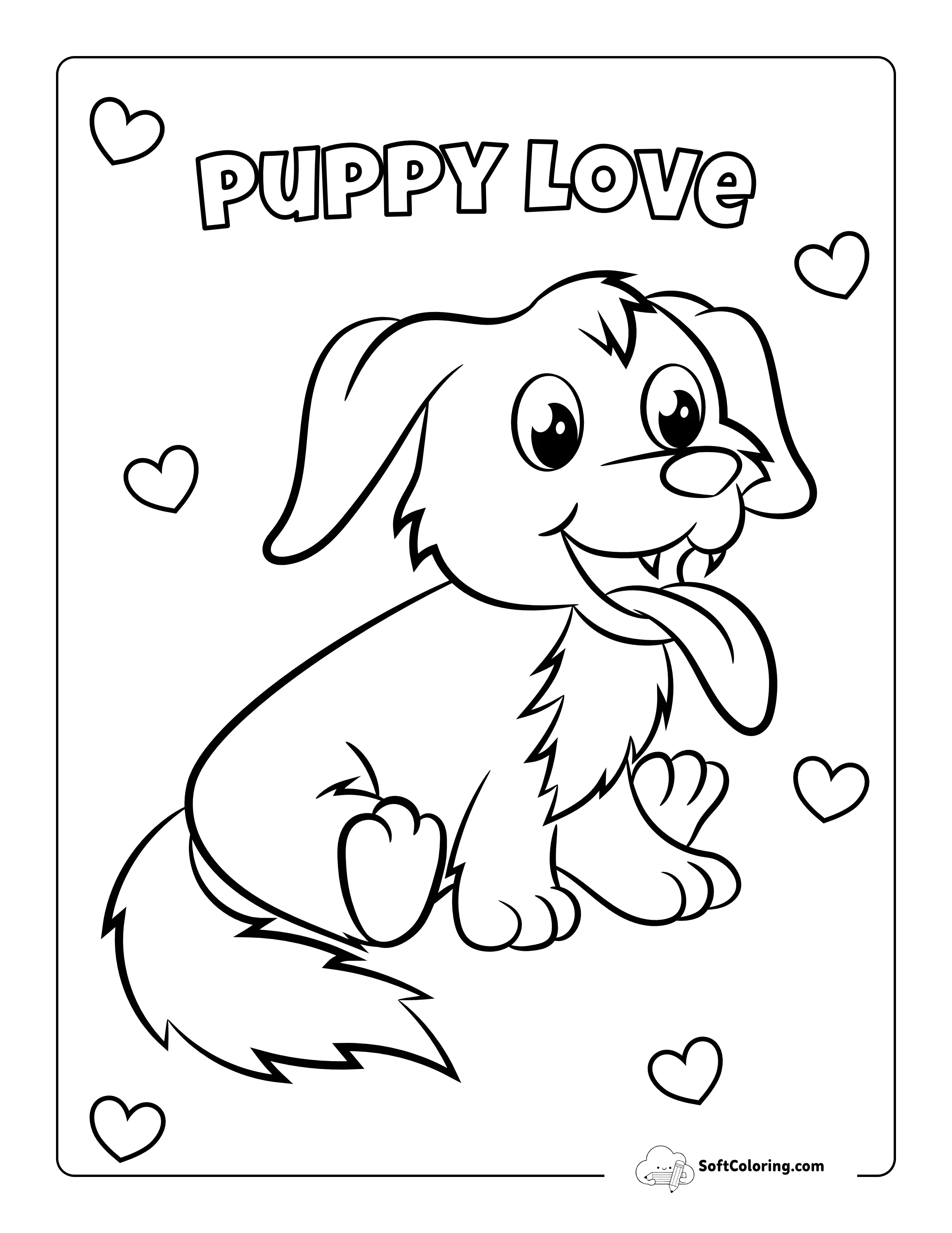 Smiling Dog Coloring Page For Preschoolers