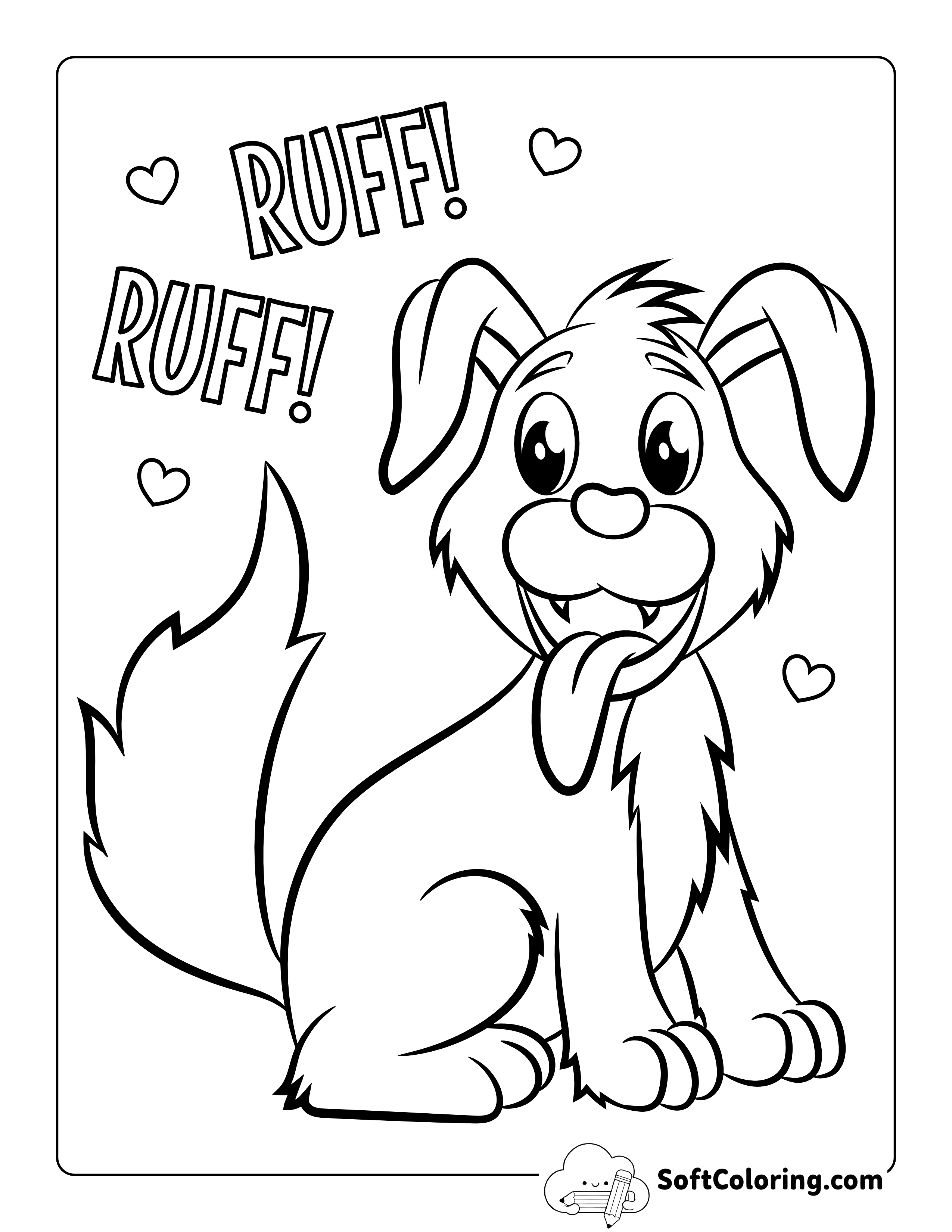 Smiling Puppy Dog Cartoon to Color