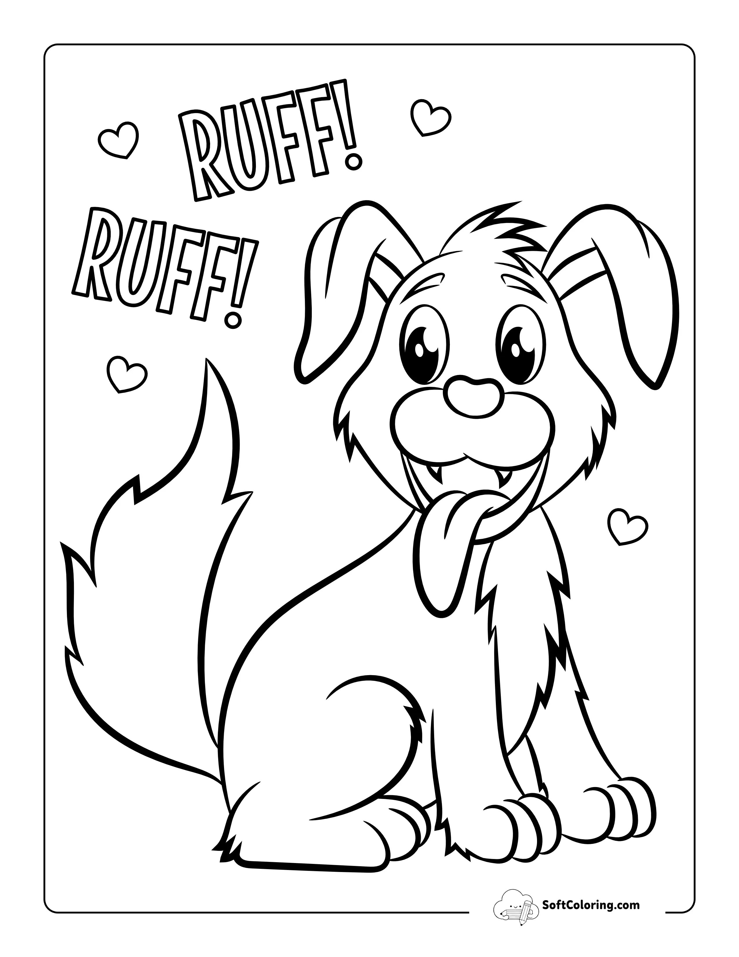 Smiling Puppy Dog Cartoon To Color