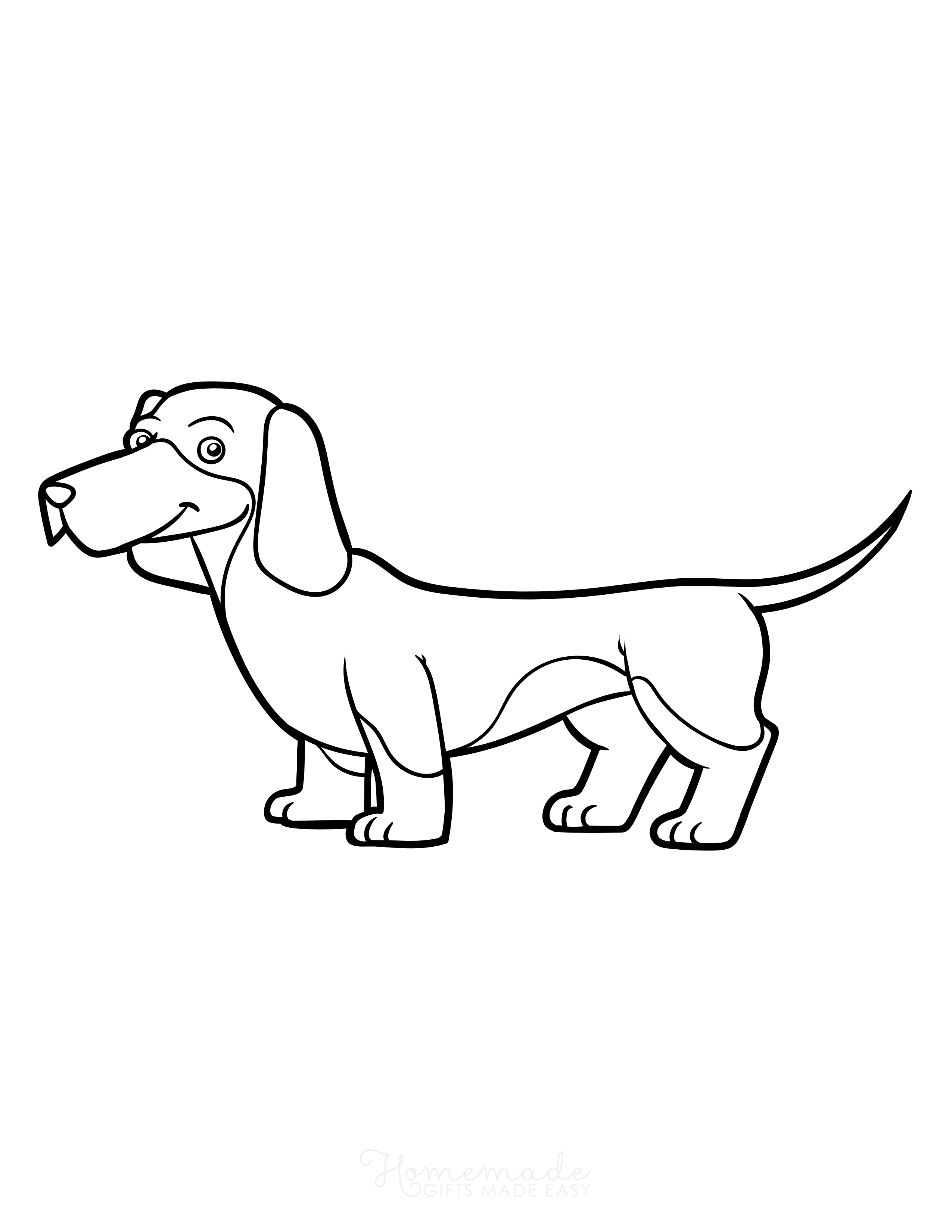 Simple Dachshund Outline to Color