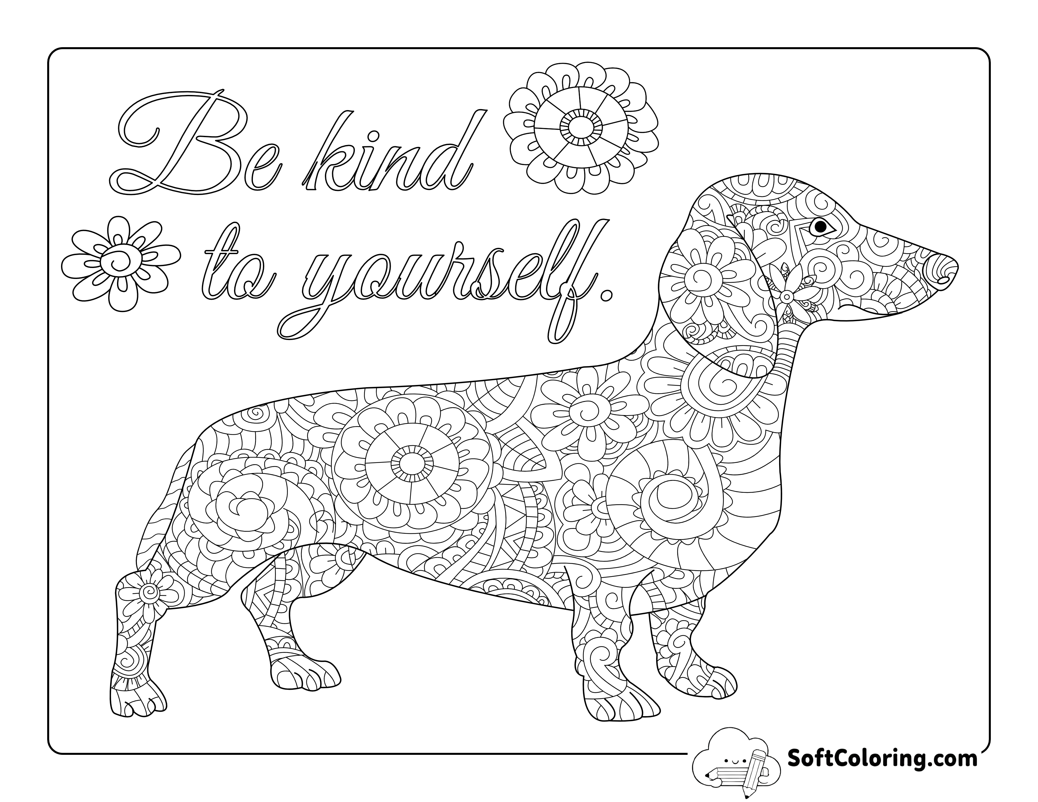 "Be Kind to Yourself" Teenager Coloring Page