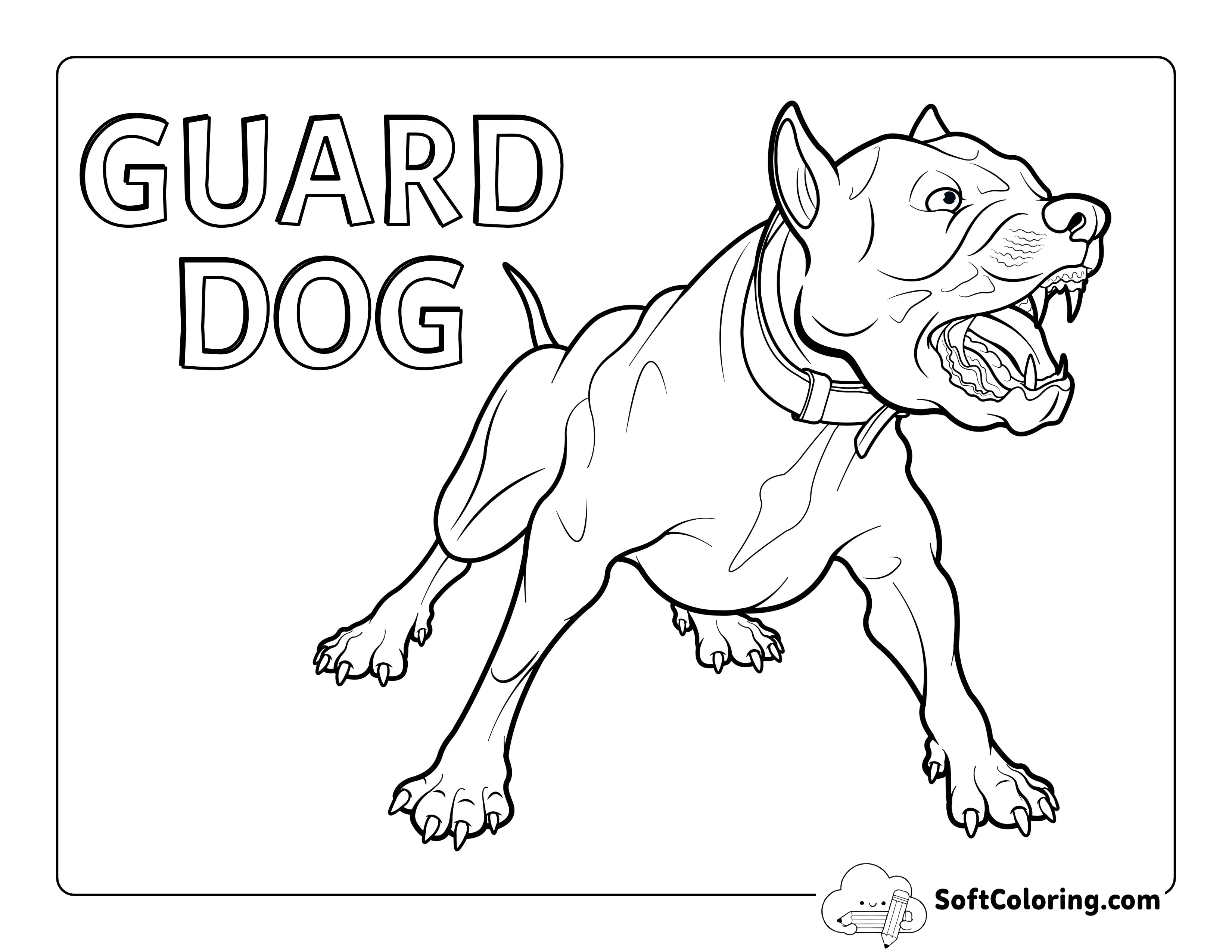Fierce Barking Dog Coloring Page