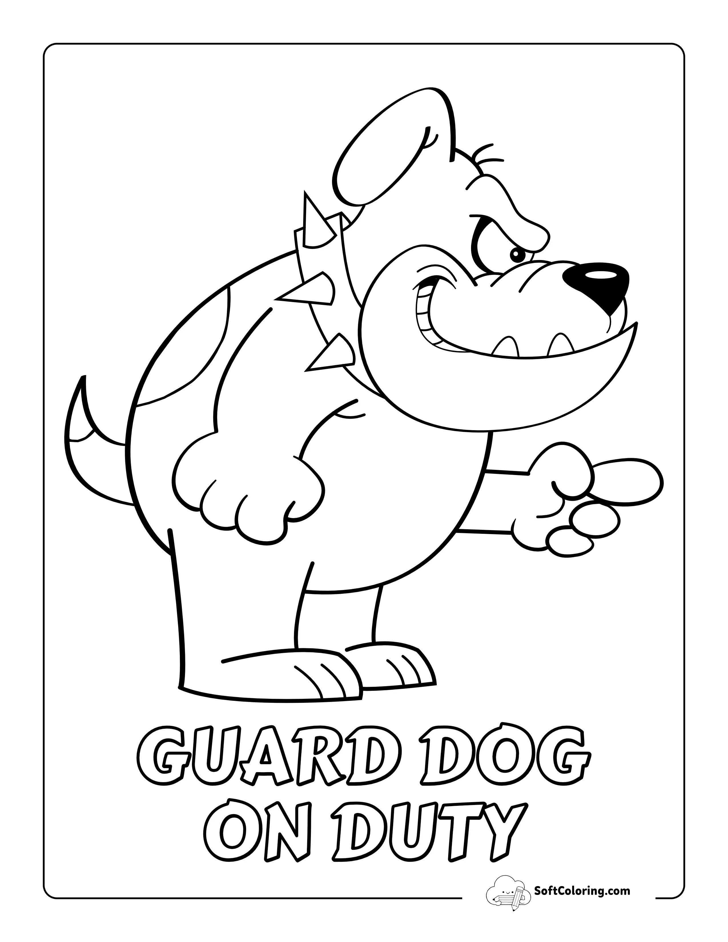 Cartoon Bulldog Coloring Sheet