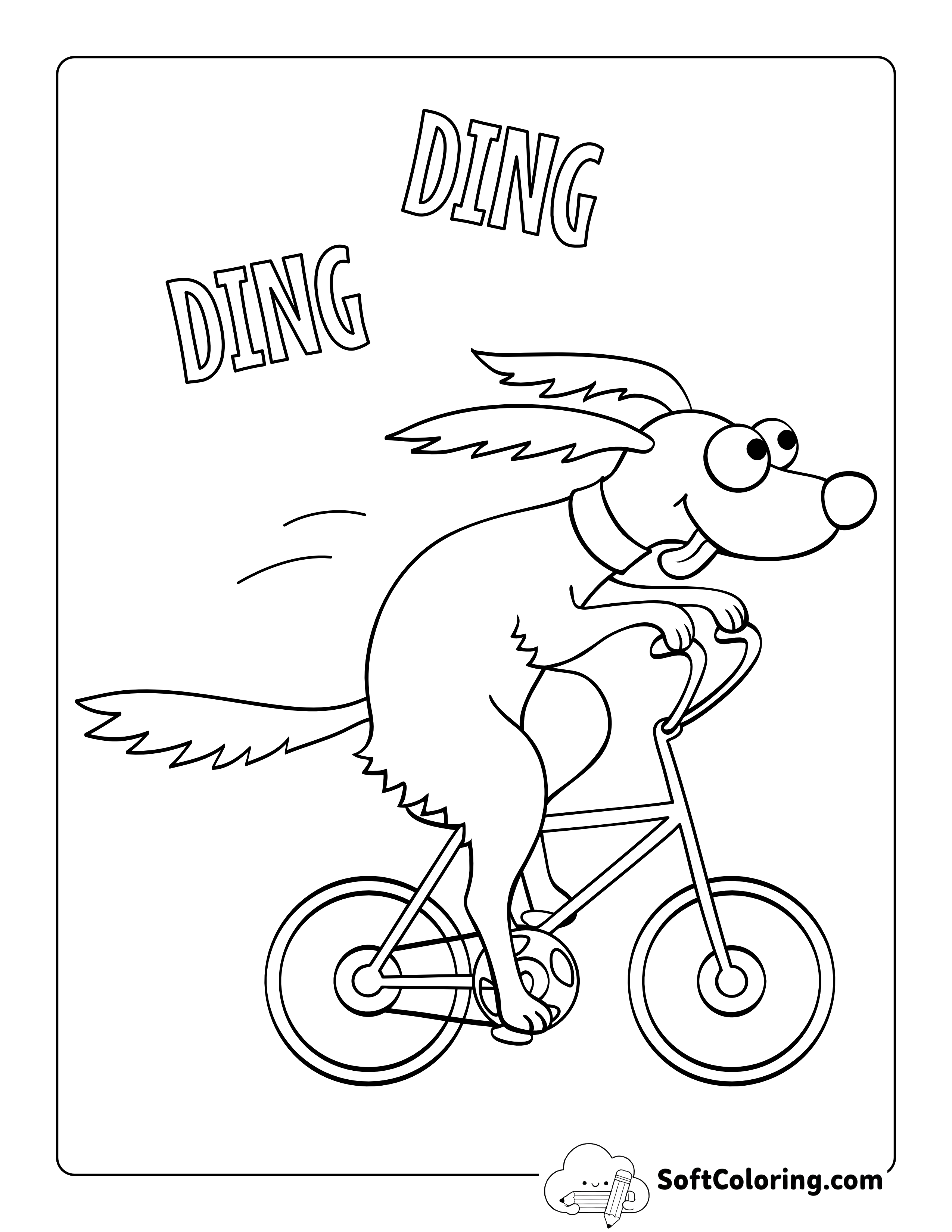 Funny Dog Riding Bicycle Picture to Color