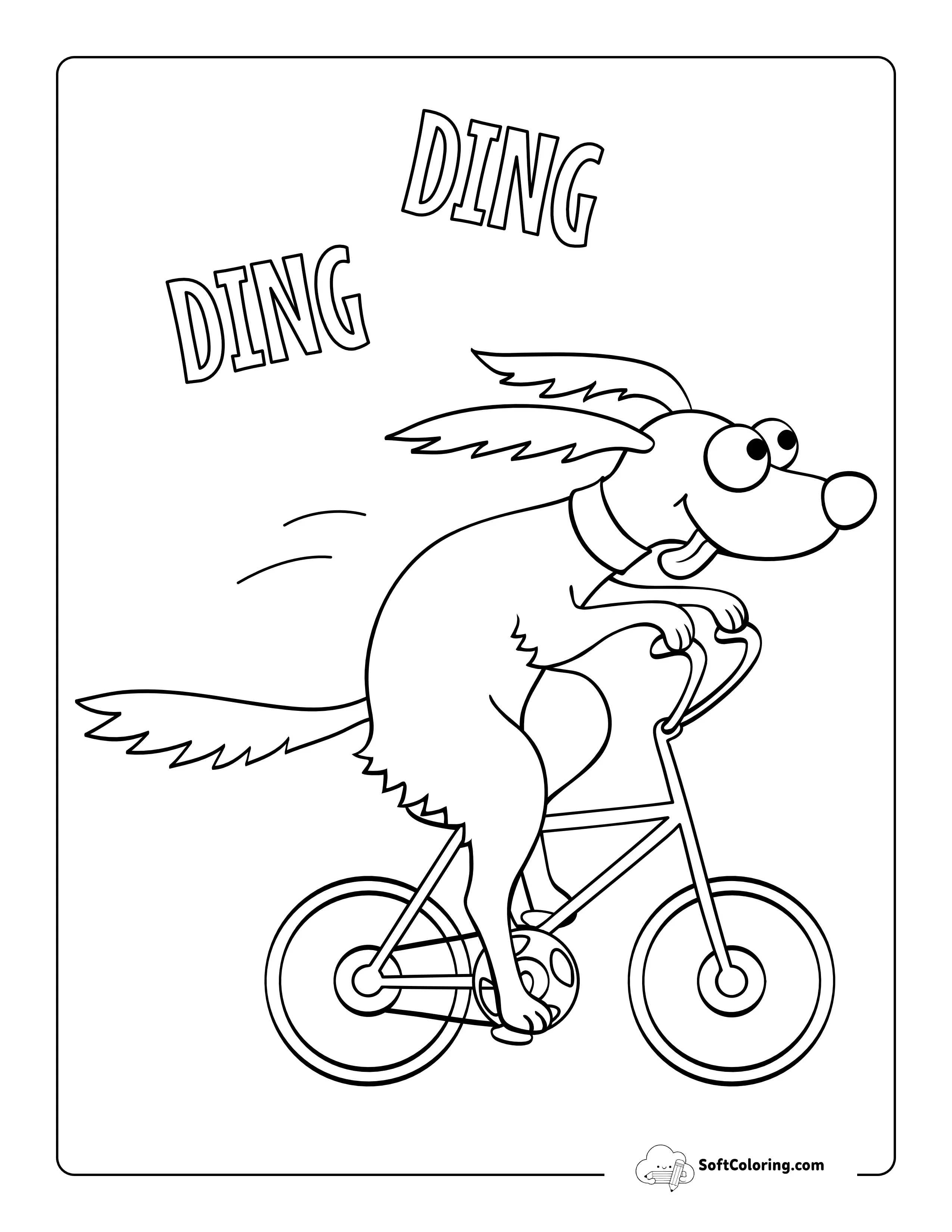 Funny Dog Riding Bicycle Picture To Color