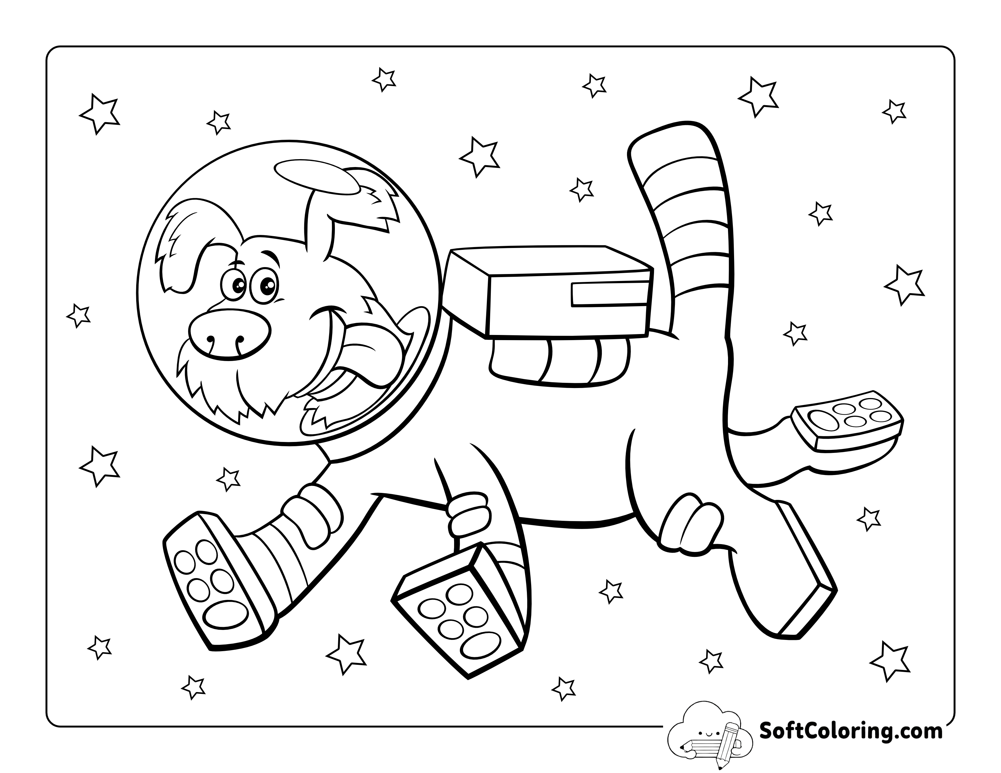 Dog in Spacesuit Funny Space Picture to Color