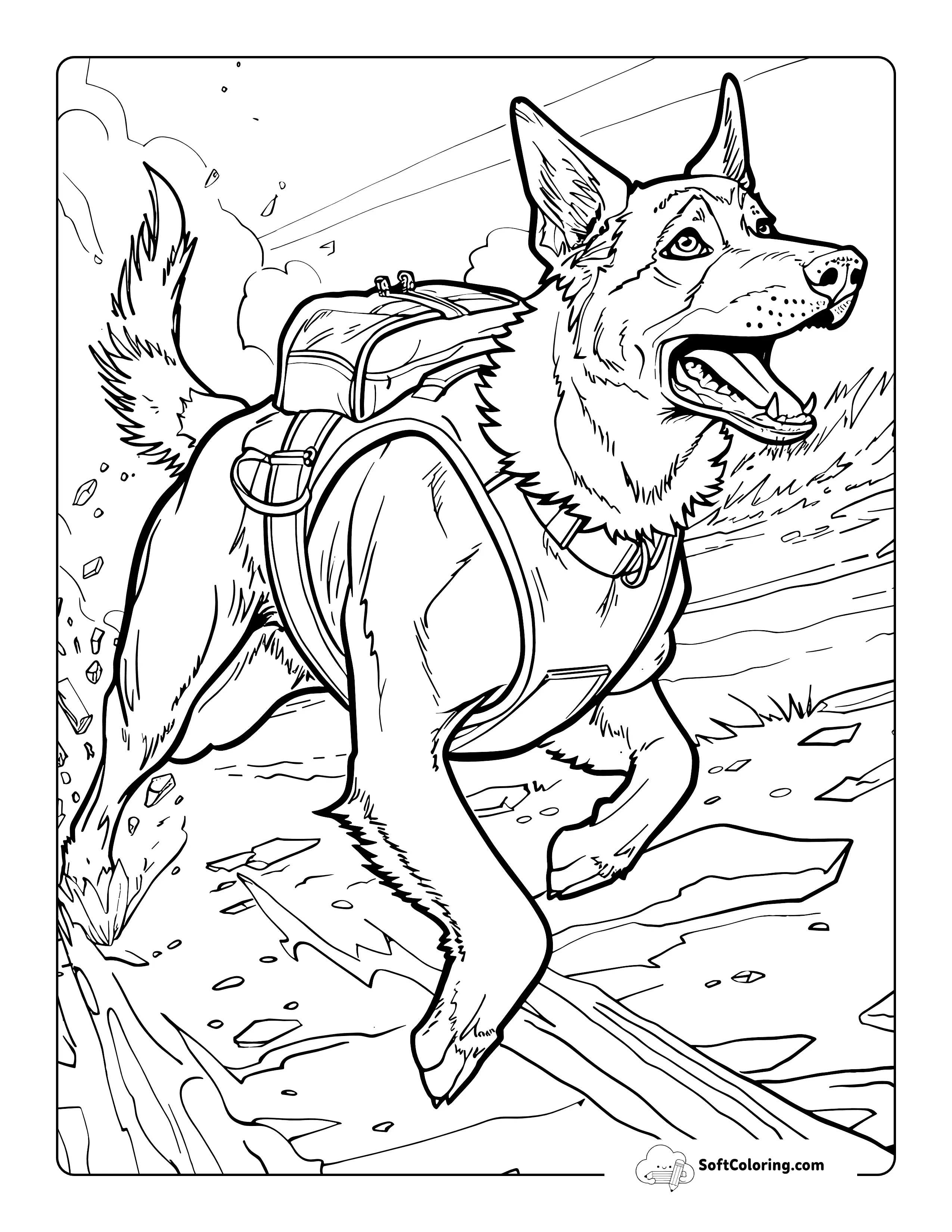 German Shepherd Police Dog Coloring Page For Adults