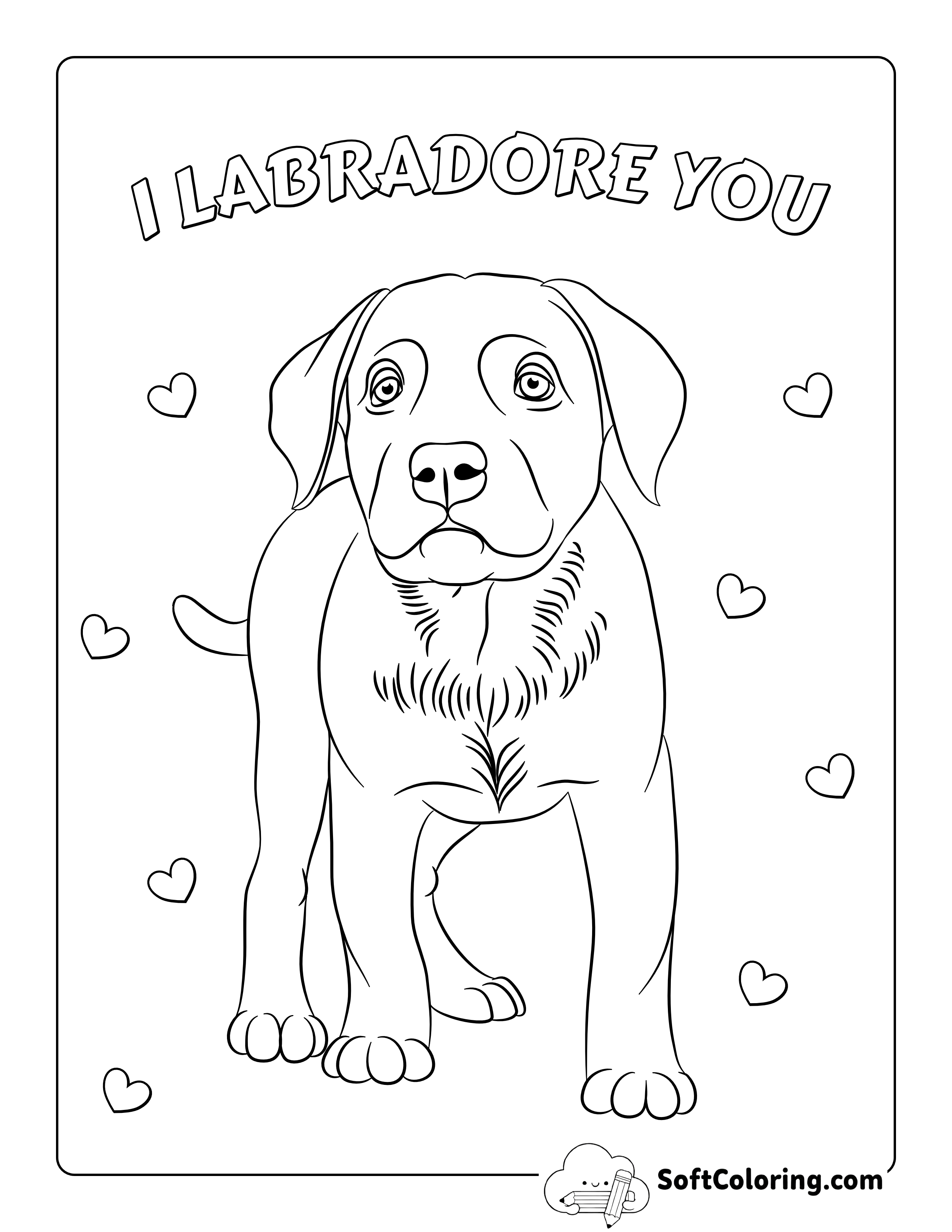 Realistic Labrador Dog Outline to Color