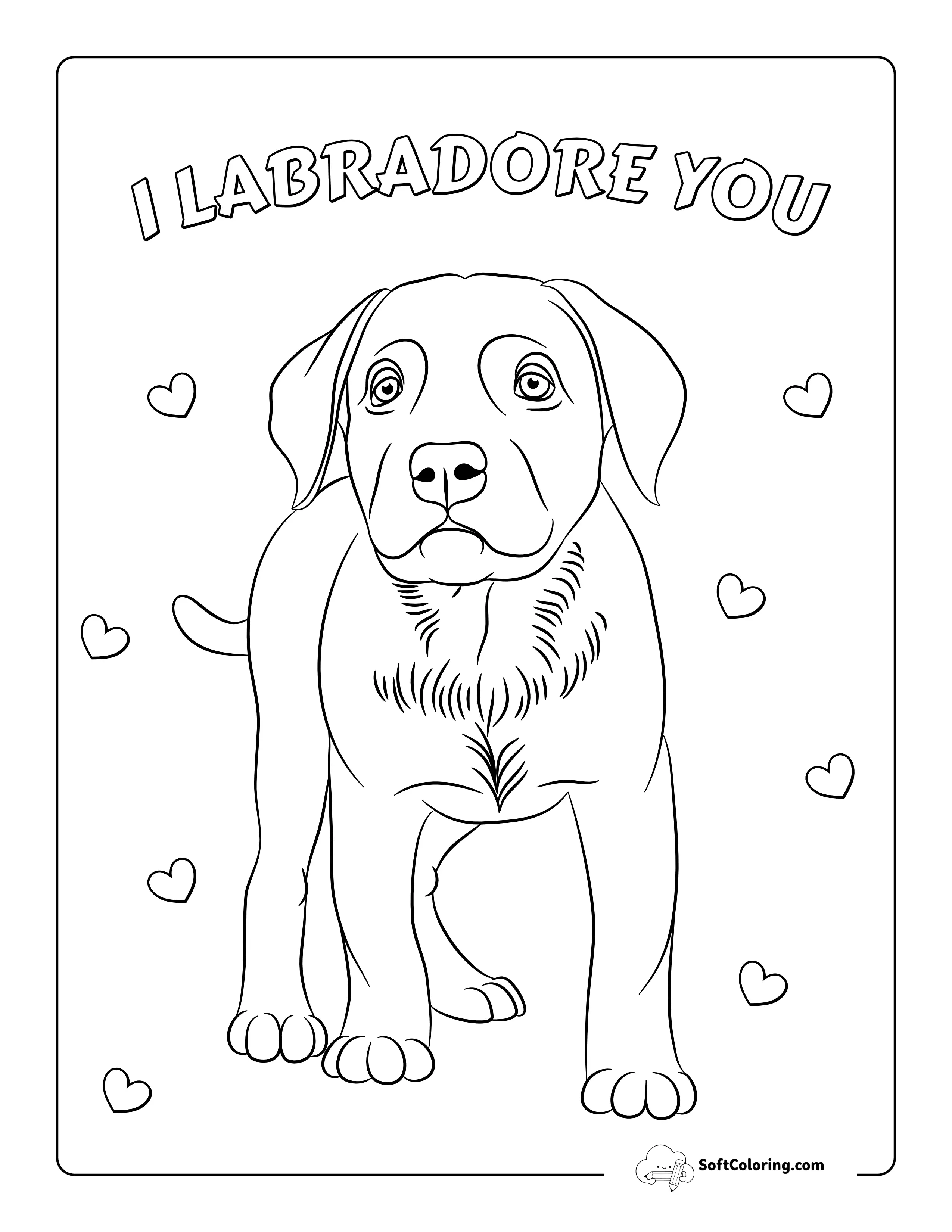 Realistic Labrador Dog Outline To Color